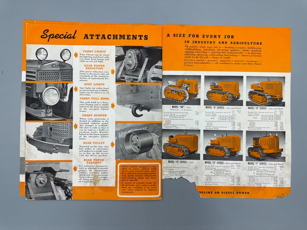 1941 Model A CLETRAC Diesel Gasoline CLEVELAND TRACTOR Machinery Advertising