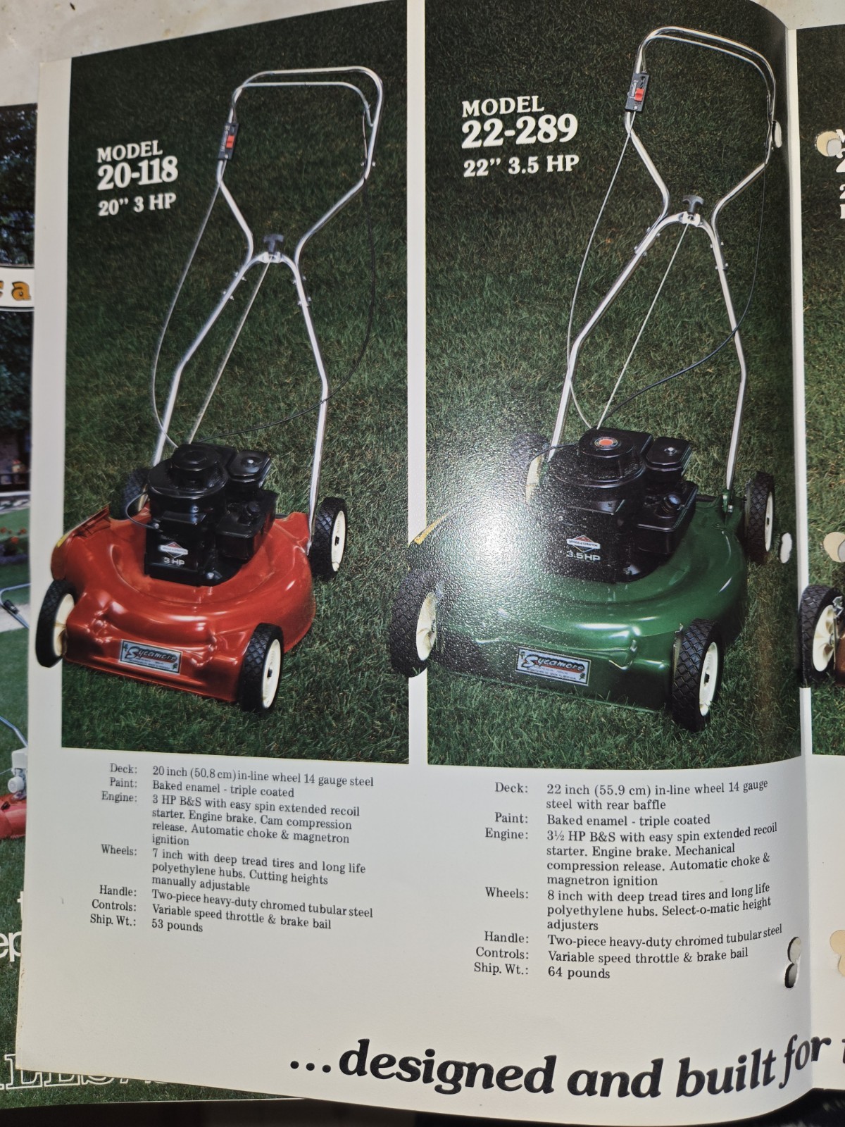 LOT OF 9 70S AND 80S FALLS SYCAMORE LAWN MOWER DEALER COLOR BROCHURES 1976-1986