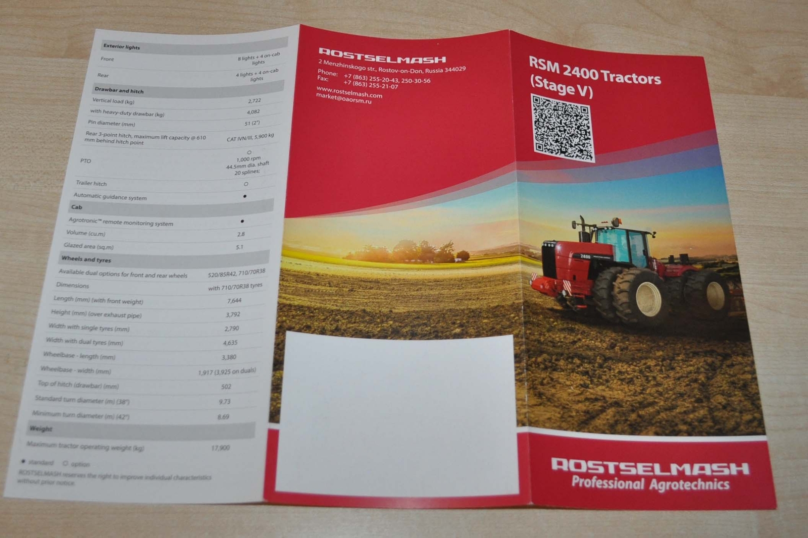 Rostselmash RSM 2400 Stage V Tractor Agriculture Russian Brochure Prospekt