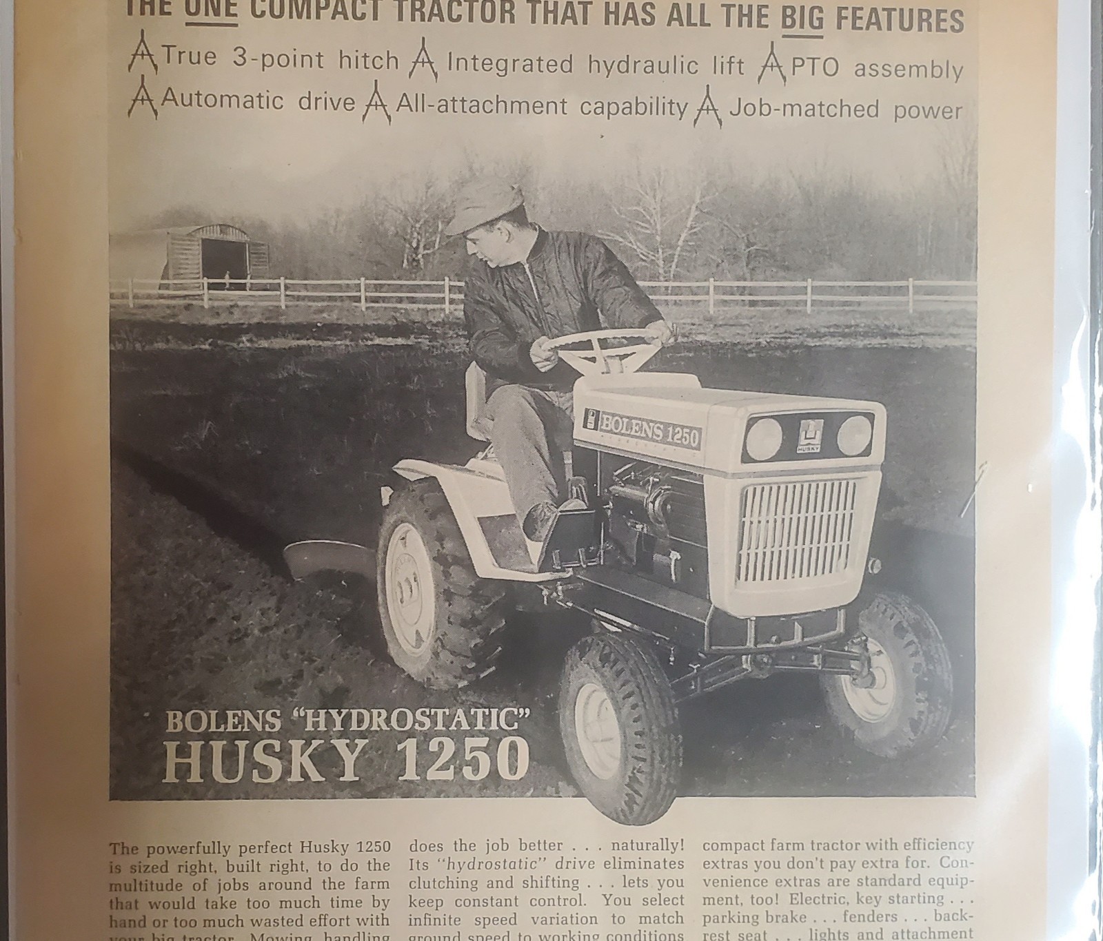 Bolens Hydrostatic Husky 1250 Garden Tractor 1968 Advertisement