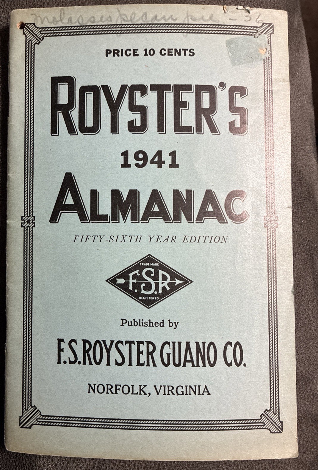 Roysters 1941 Farm Almanac 56th Year Edition Norfolk Va