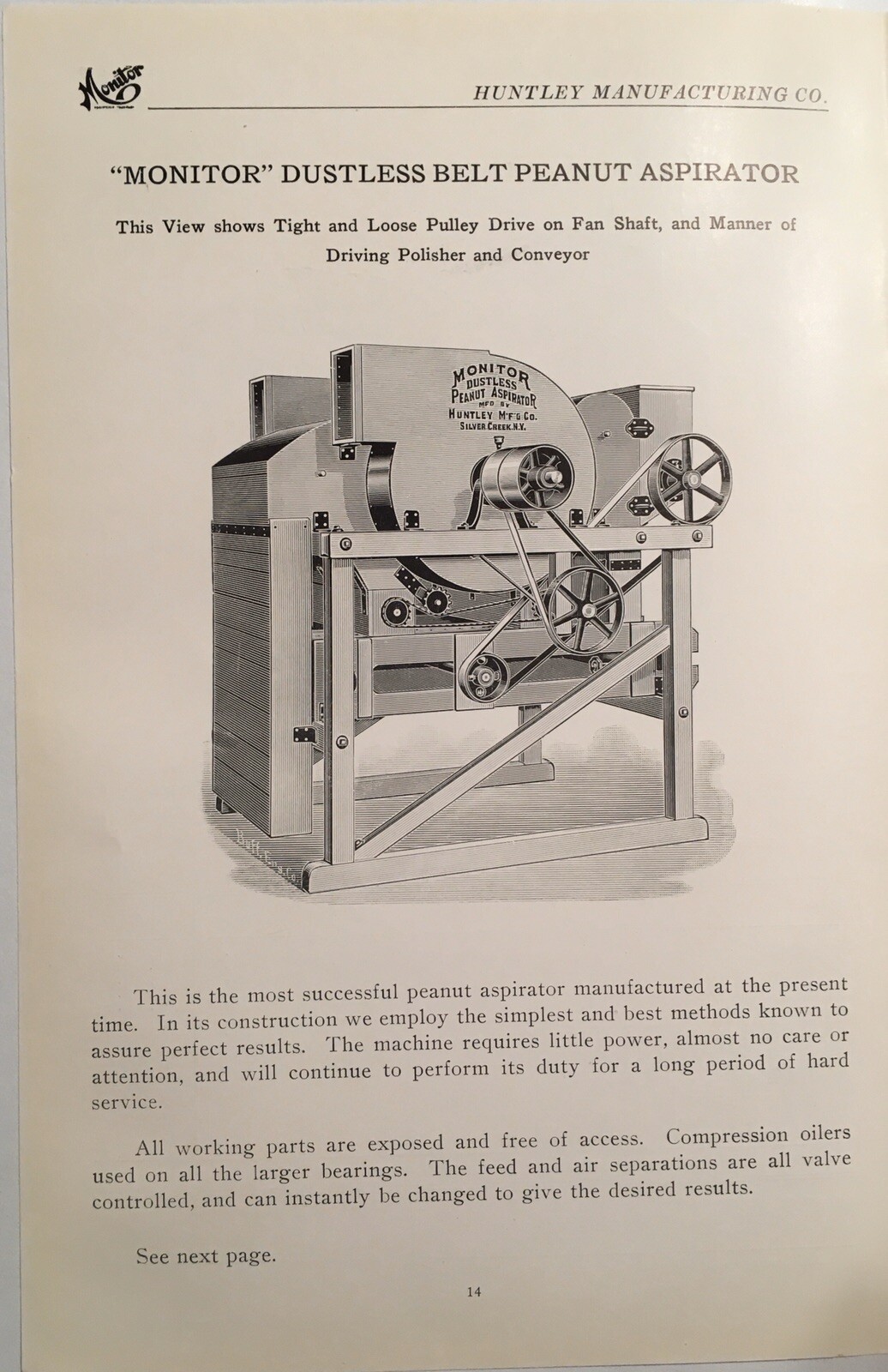 Original Vintage Industrial Machine Ad: Monitor Dustless Peanut Aspirators
