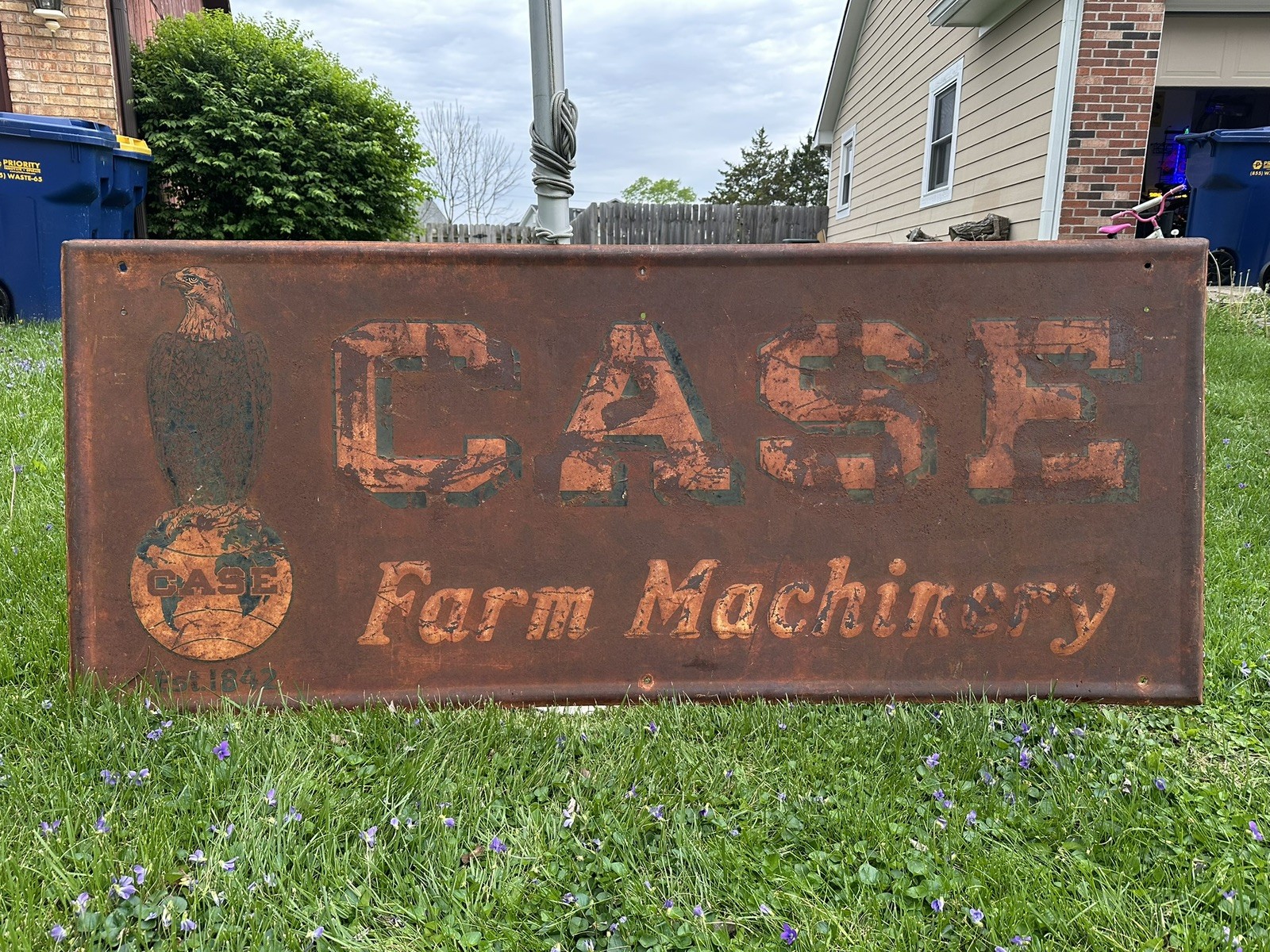 CASE Farm Machinery Sign 1920-30&rsquo;s Eagle GAS OIL SODA COLA Patina 72×30