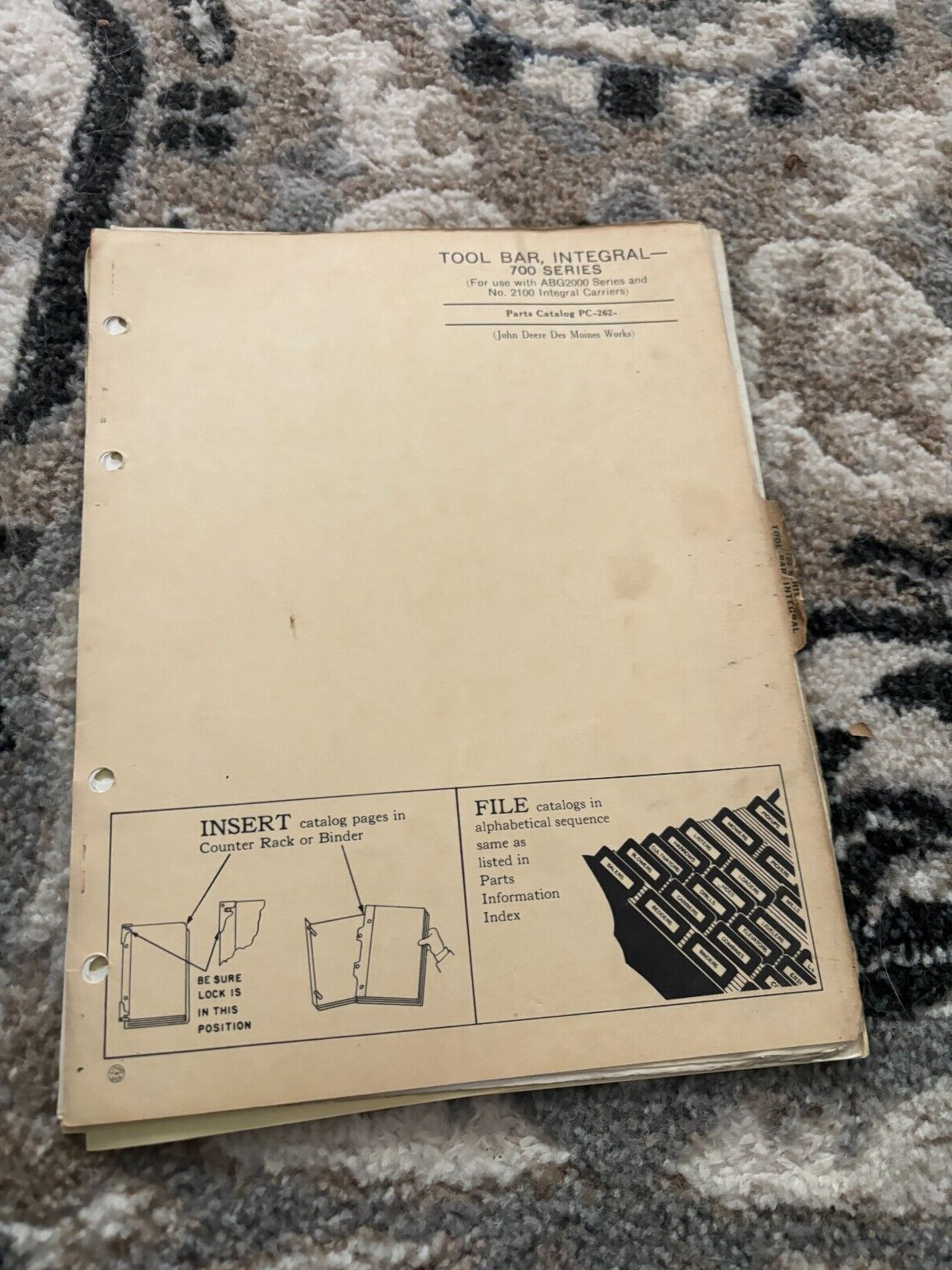 John Deere 700 Series Tool Bar Parts Book Manual FCCA24