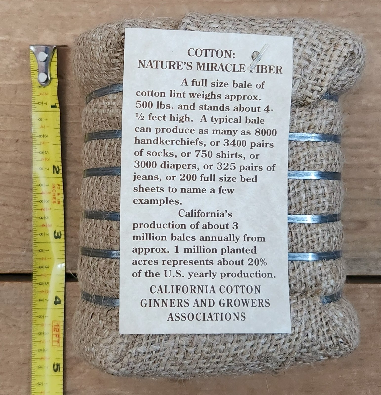 Vintage Miniature Cotton Bale California Cotton Ginners and Growers Associations