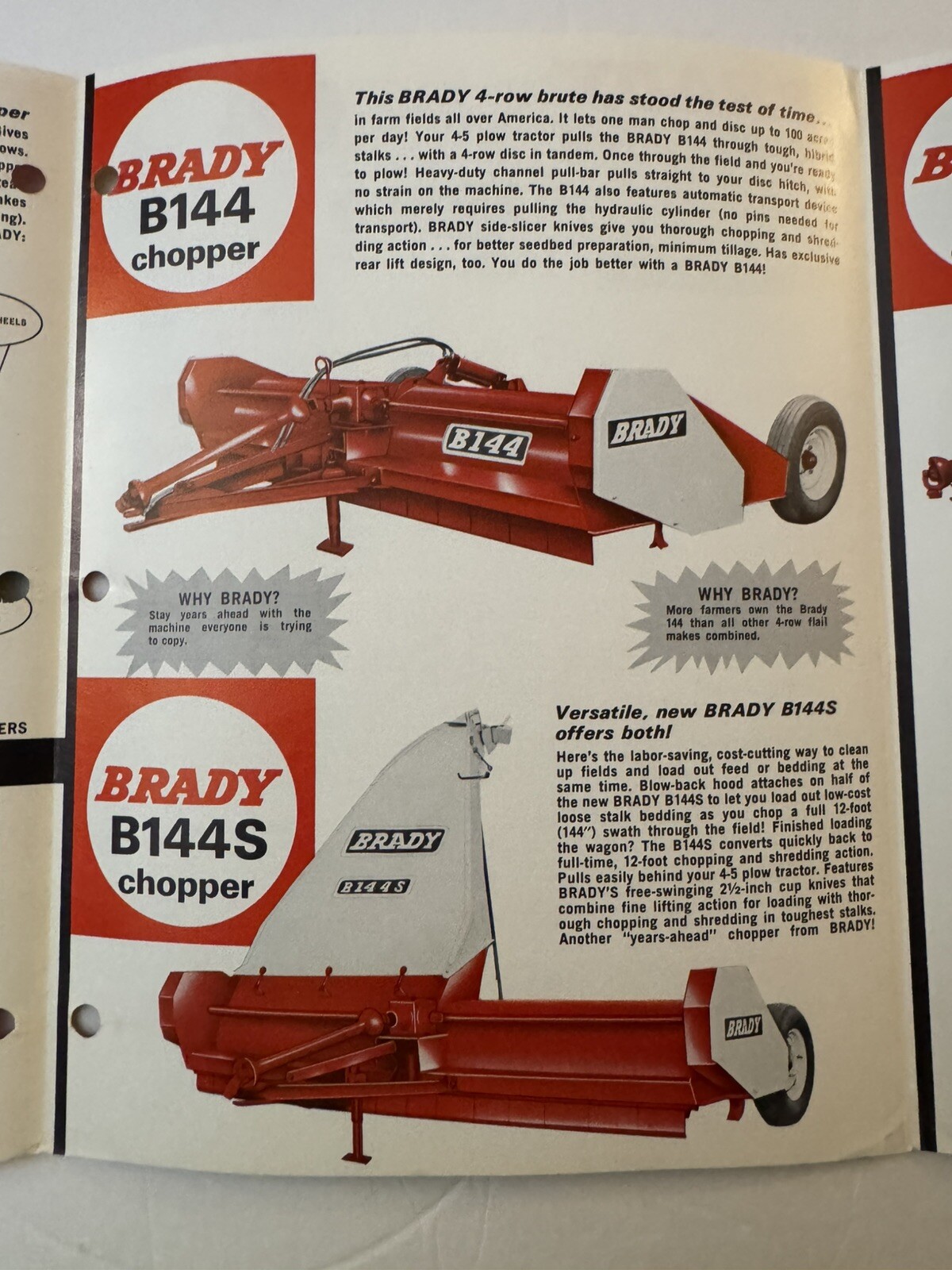 Vintage Brady Multi-Crop Choppers Dealer Sales Brochure Showroom Catalog