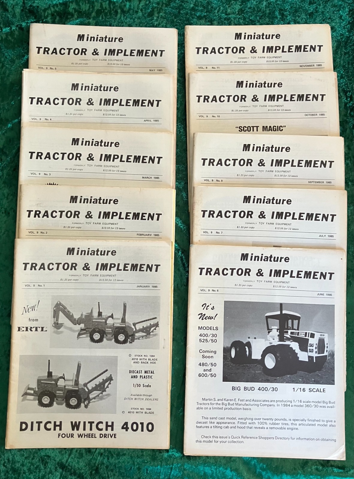 Vintage Miniature Tractor & Implement Magazine Lot January-November 1985 (no Aug