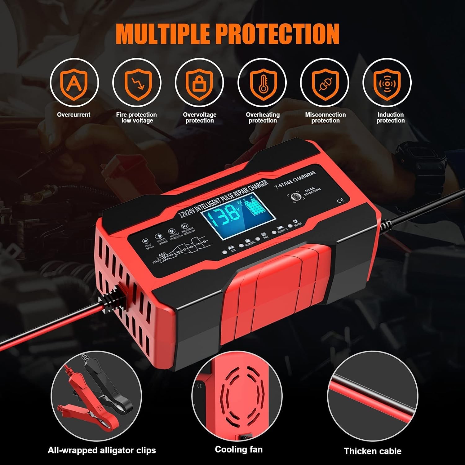 Cargador Mantenedor De Baterias 12v 24v De Auto Carros Manual Automatico Nuevo