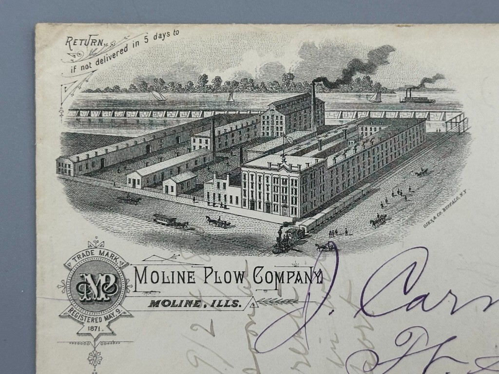 1880 – 1906 MOLINE PLOW Illustrated Postal Covers FARM Advertising Envelope