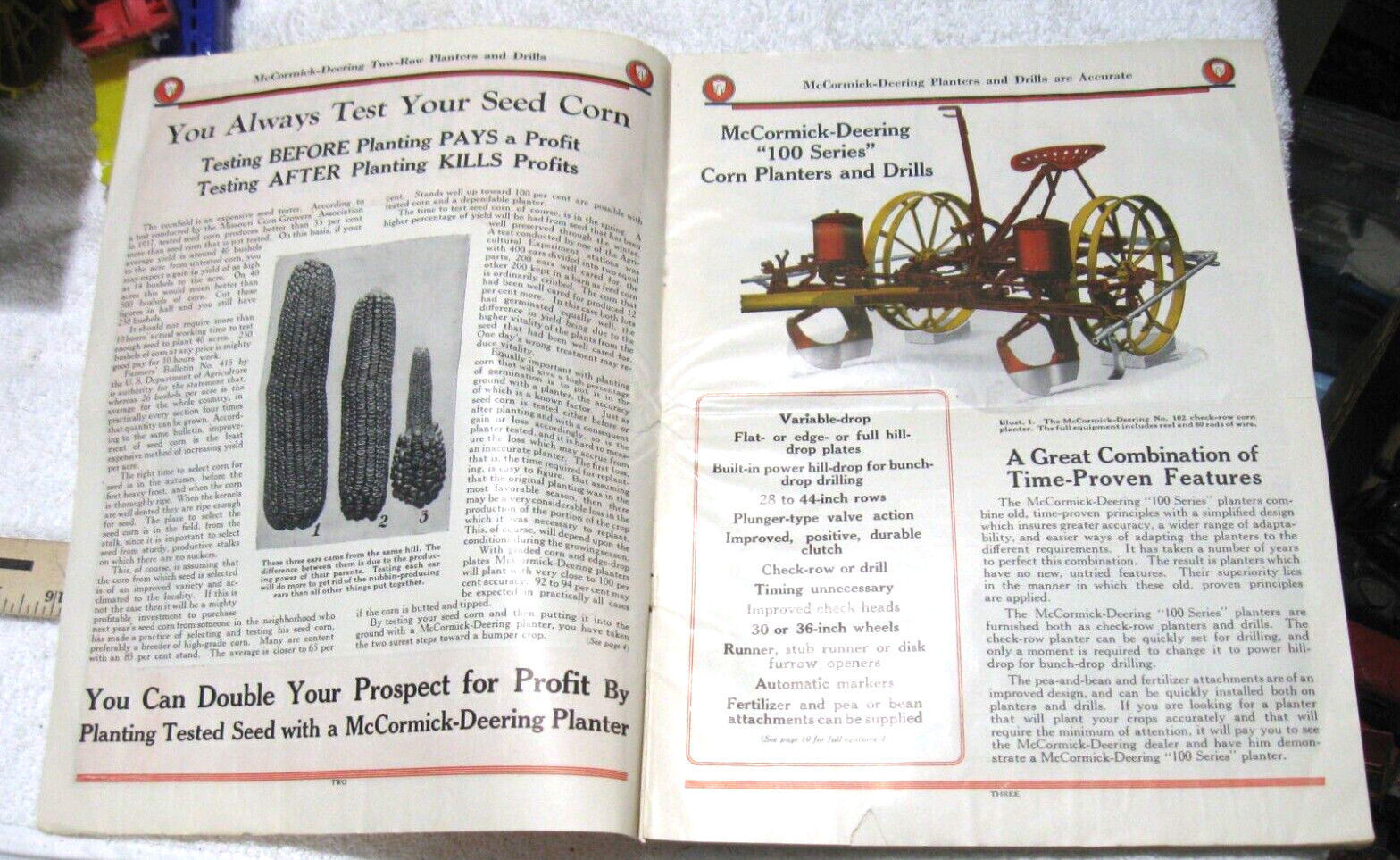 VINTAGE 1907 McCORMICK DEERING HORSE DRAWN CORN PLANTERS AND DRILLS BROCHURE