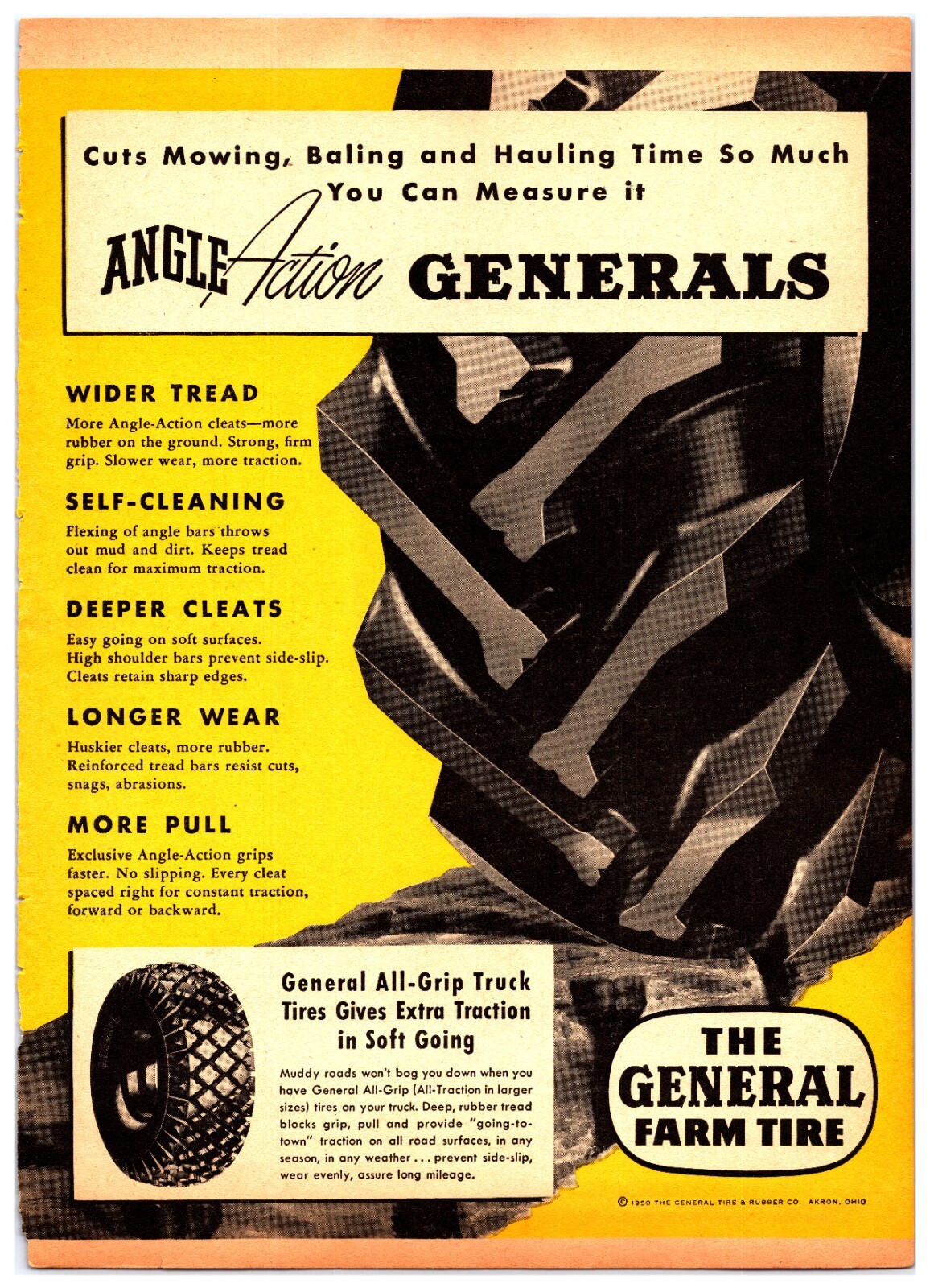 1940s The General Farm Tractor Tires -Original Print Advertisement (8 X 11.5)