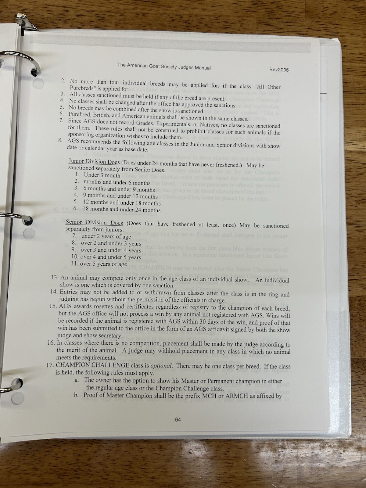 American Goat Society Official Judges Training Manual ~ (For Dairy Goat Showing)