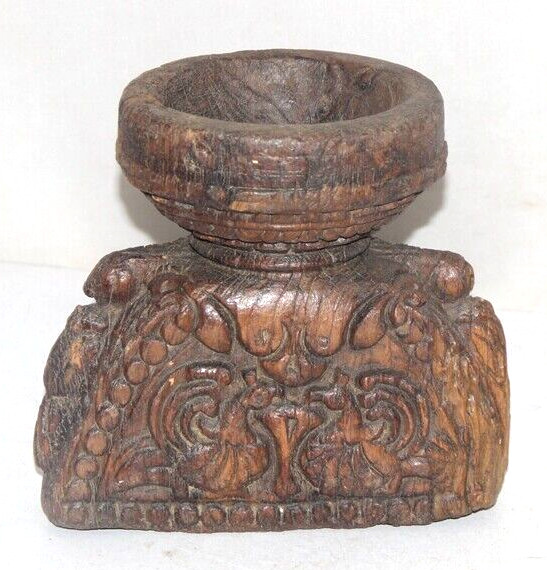 Antique Wooden Agricultulal Seed Spreader Bijni Original Old Hand Carved