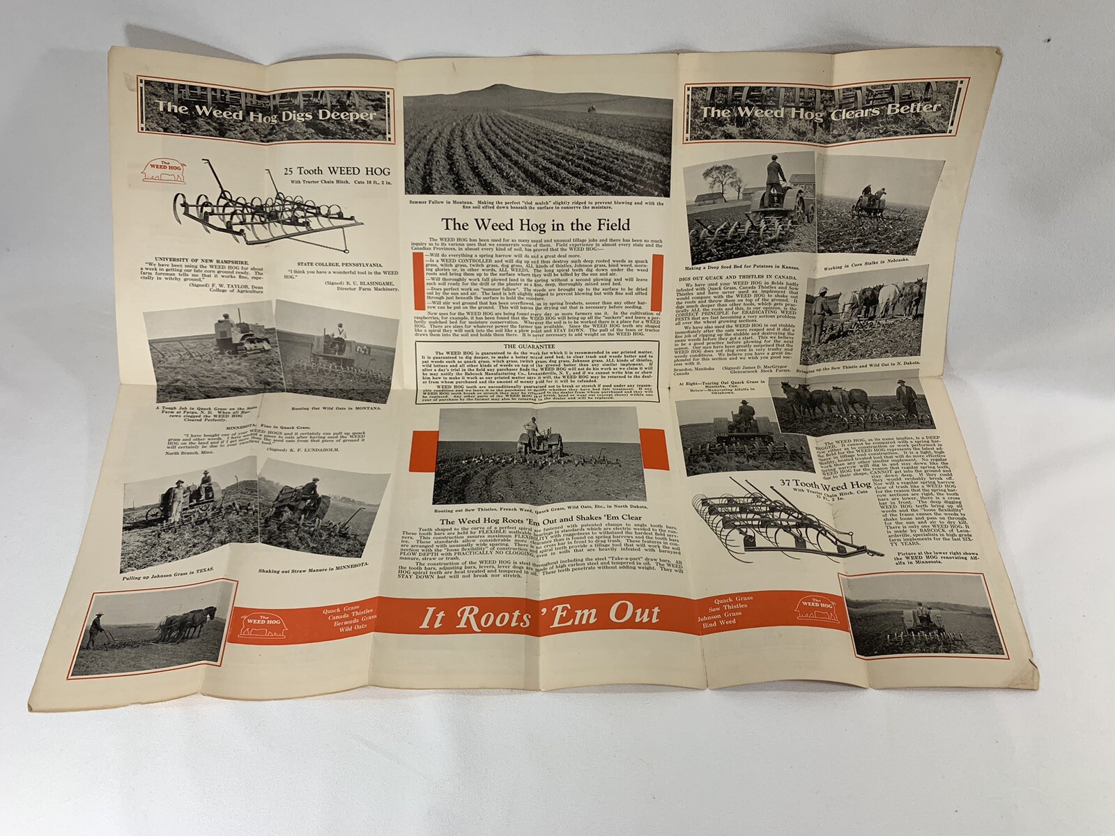 VINTAGE WEED HOG Pamphlet Fold Out Rock Island ILL Plow Co Advertising Harrow