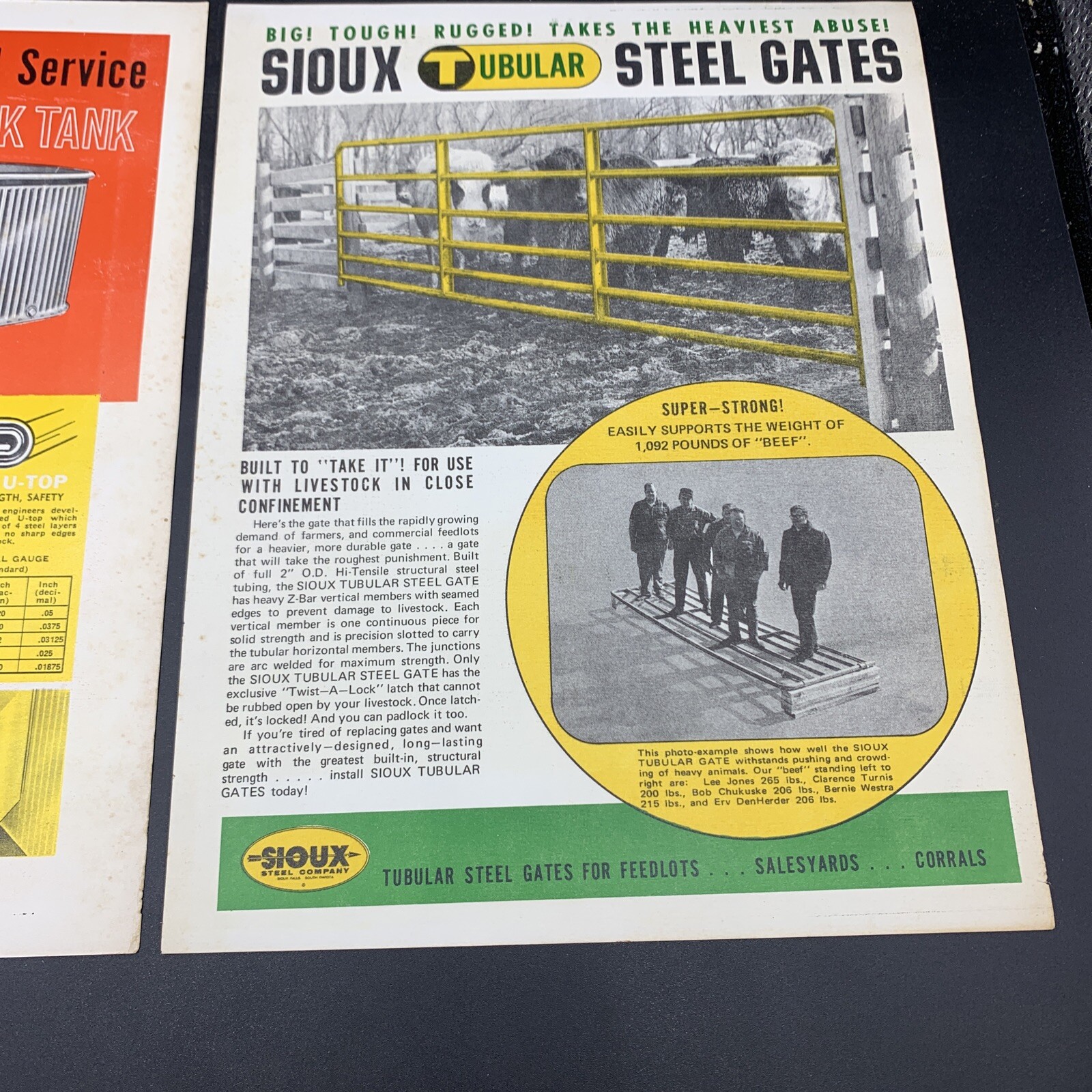 Pair 1950’s Sioux Steel Company Sales Brochures-Stock Tank/Tubular Gates