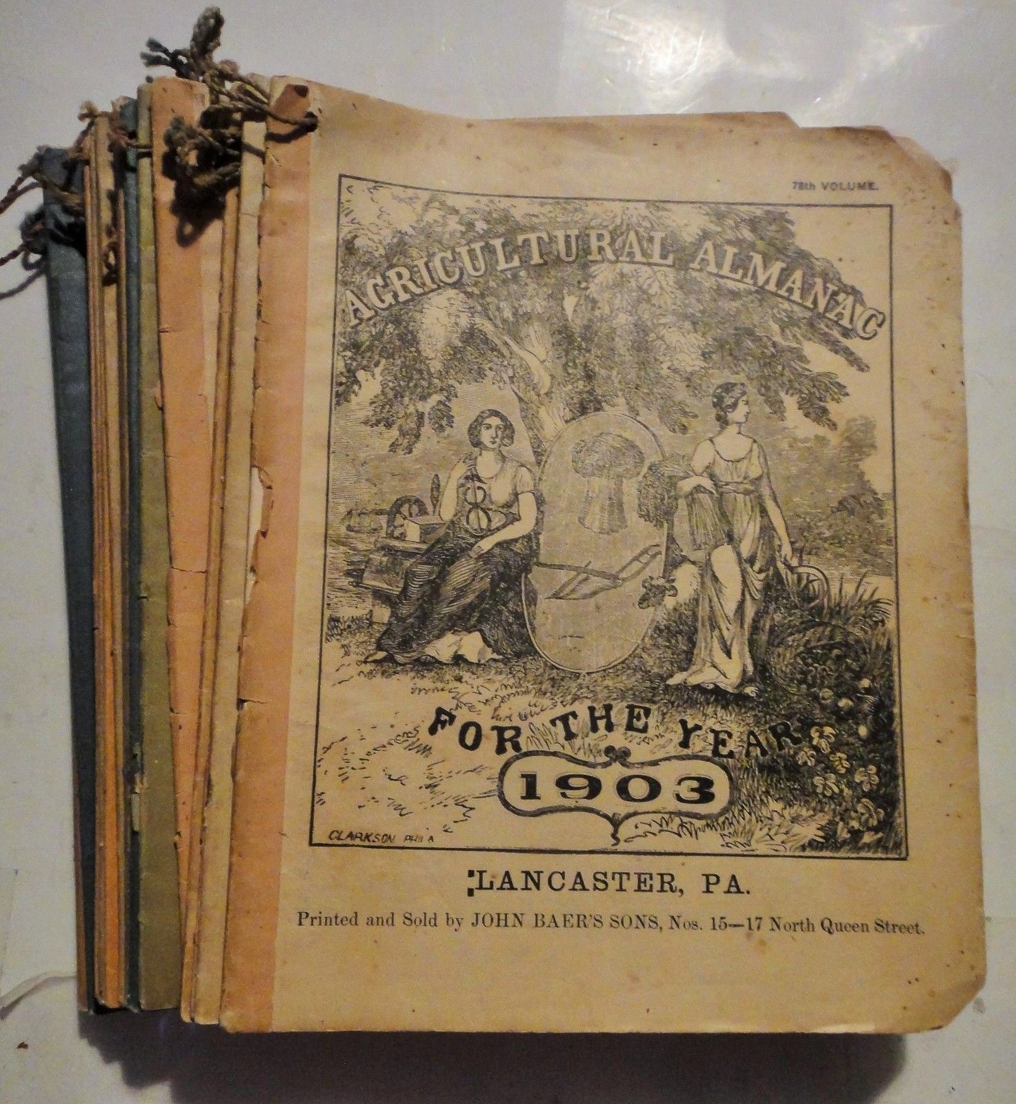 1905-1921 antique LOT of 19 AGRICULTURAL ALMANACs lancaster pa farmer