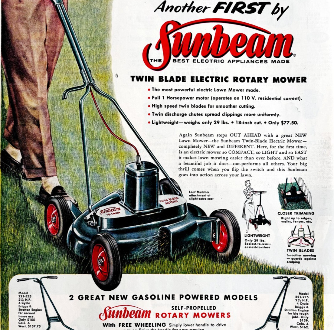 1956 Sunbeam Rotary Lawn Mower Advertisement Lawn Care Agriculture DWWW13