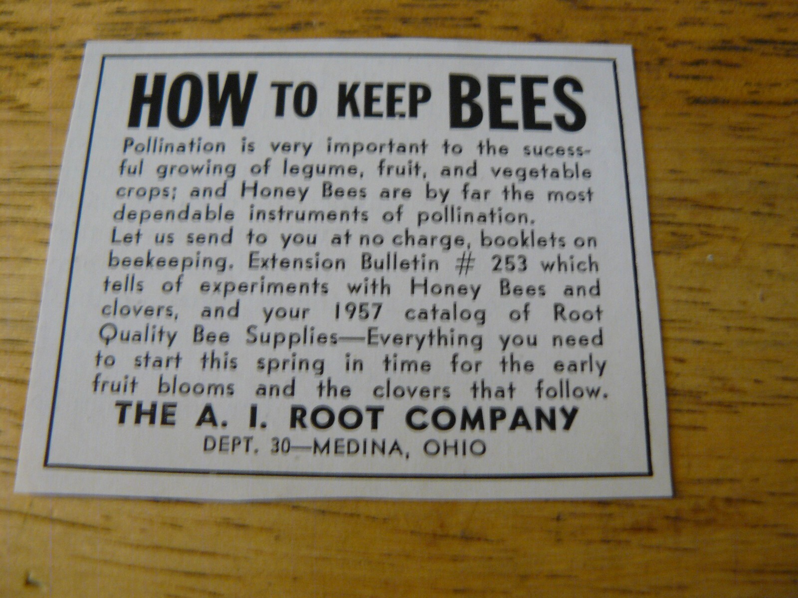 THE FARM QUARTERLY-SPRING 1957-AD – HOW TO KEEP BEES-A.I. ROOT Co/ Medina, OHIO
