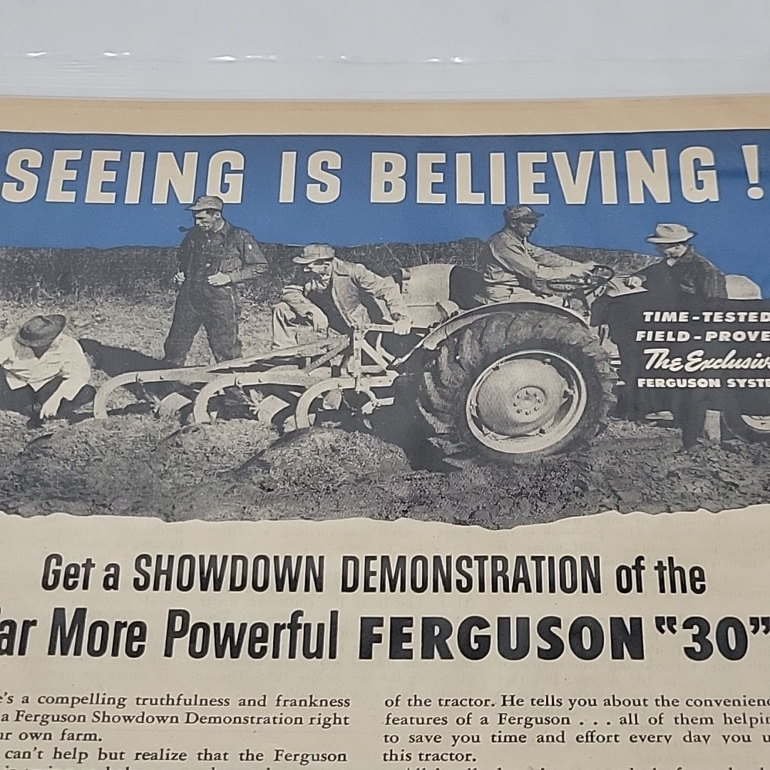1950s Ferguson Tractor Print Ad Farm Agriculture Farmers Green Acres 8×11