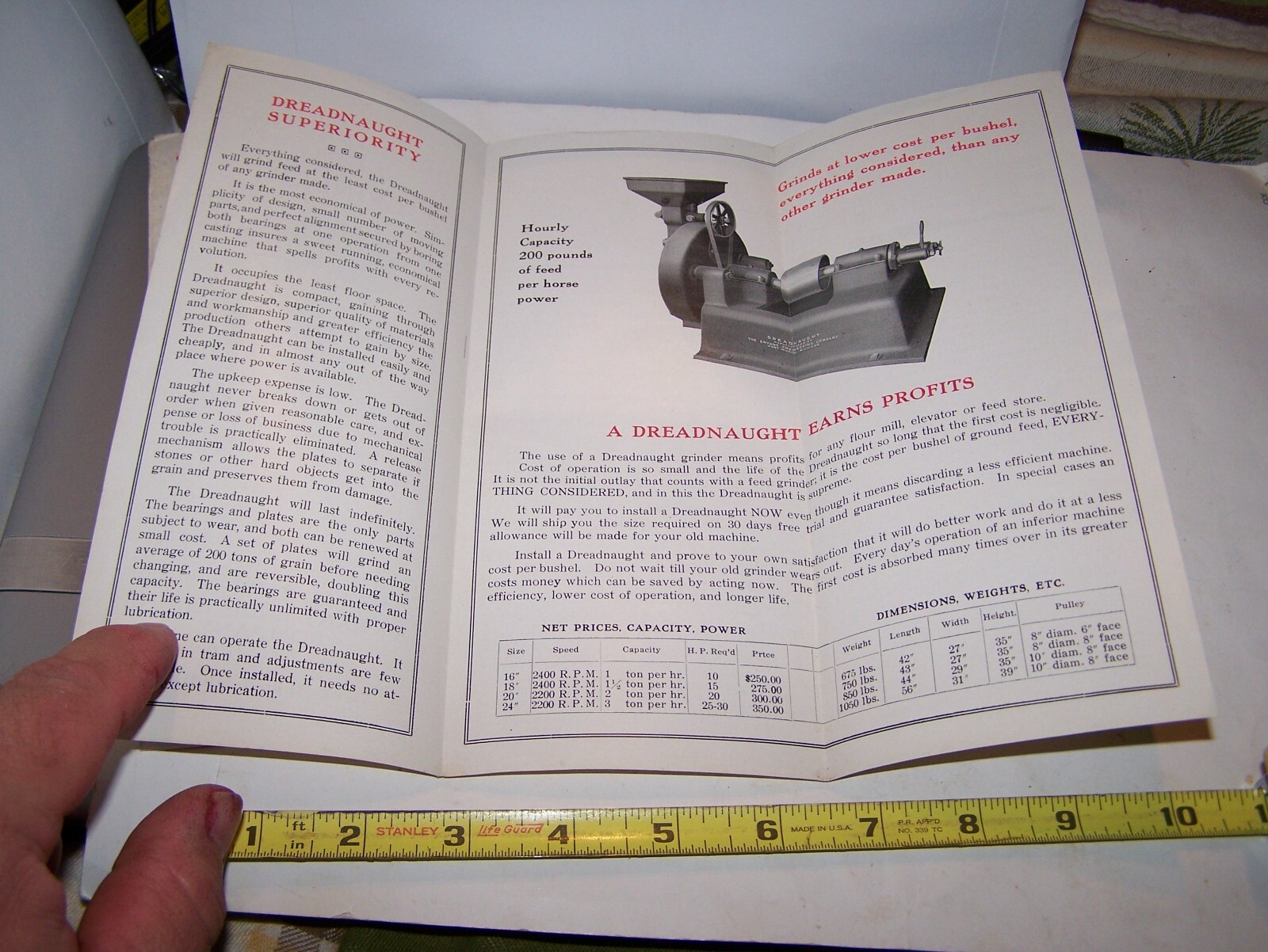 DREADNAUGHT FEED GRINDER Sales Brochure Pamphlets Hit Miss Steam Engine Mill WOW
