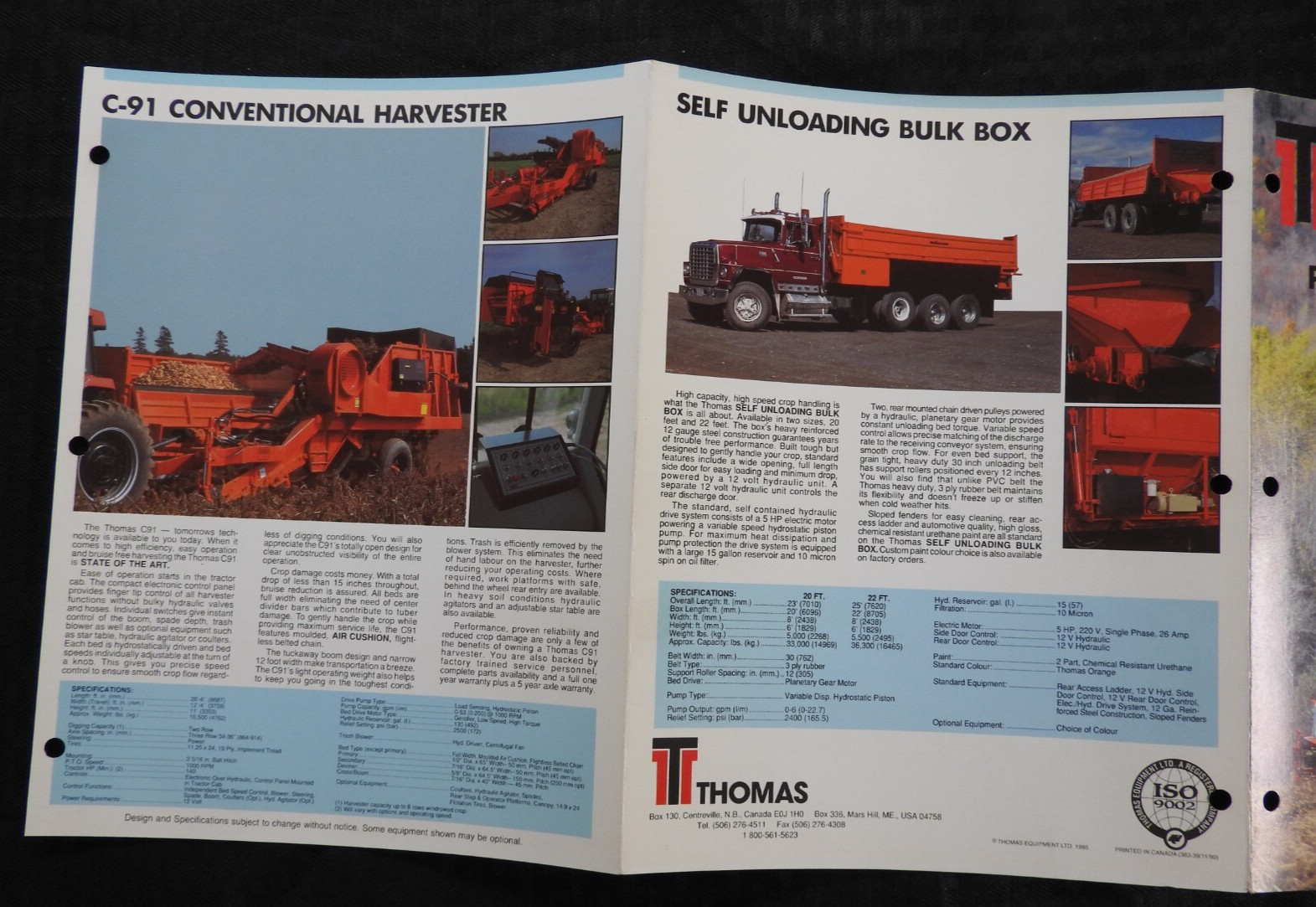 1995 « Thomas Potato Handling Systems » CATALOG BROCHURE Farmer Farming IDAHO nrmt