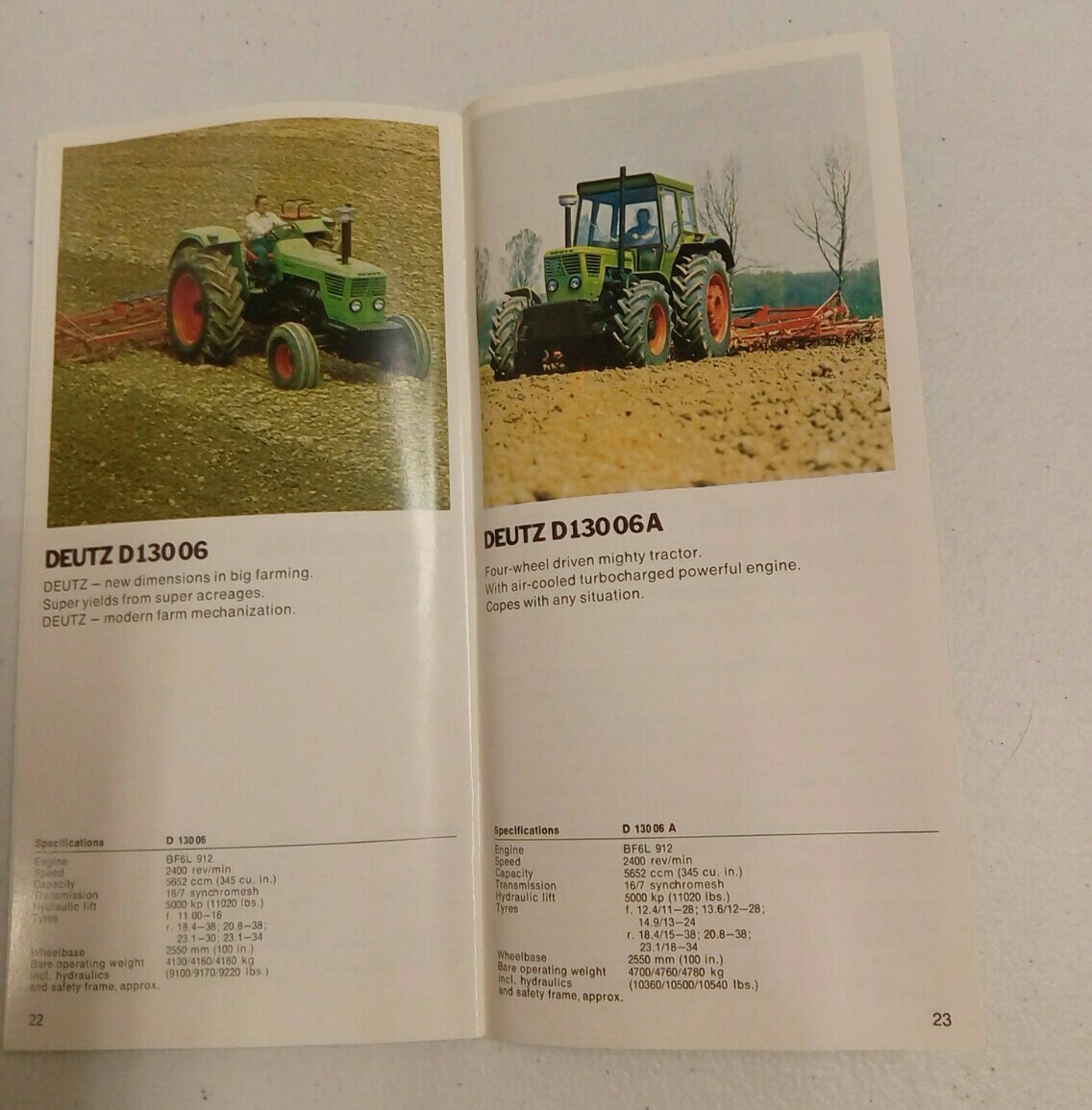 VINTAGE 1976 DEUTZ 06 SERIES TRACTOR BROCHURE MODEL D-30 to D-130 PRINTED 8/1976