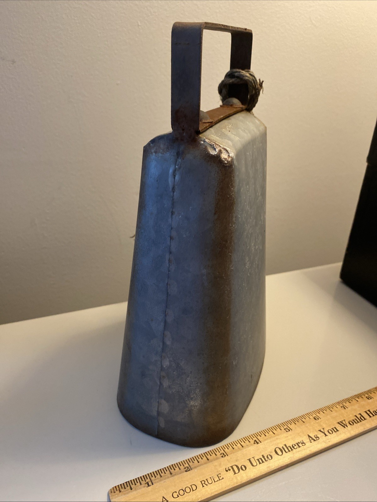 Vintage Tin Cow Bell Galvanized Aluminum Jingle Bell Ringer