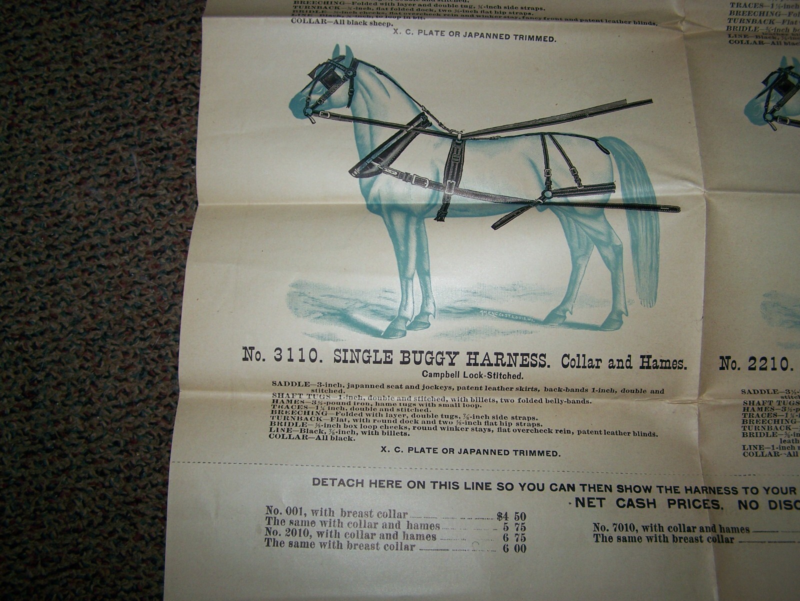 BANNER HARNESS Horse Farm Implement Sales POSTER Horse Drawn Implement Buggy WOW