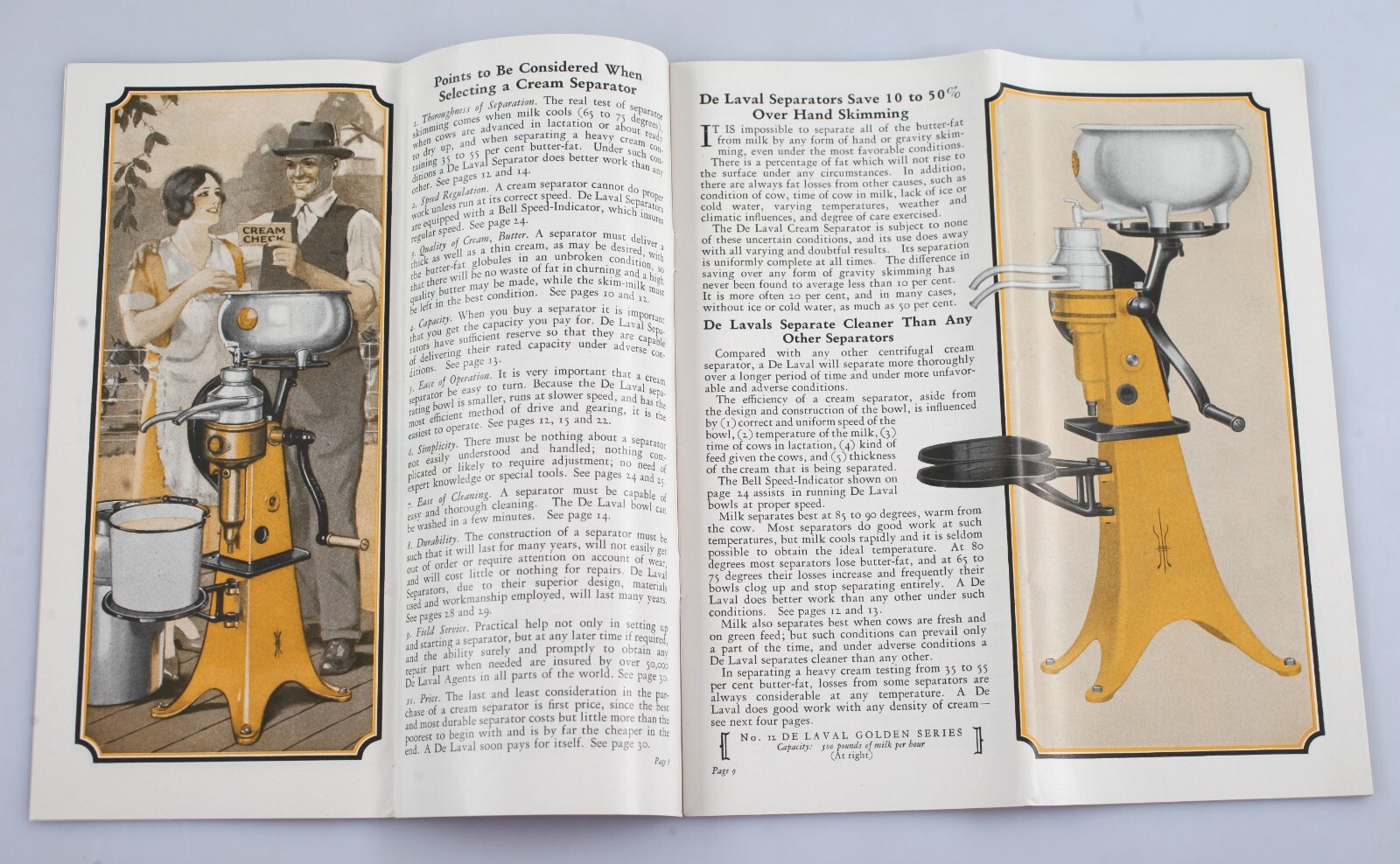 Vintage 1929 De Laval Cream Separator Brochure Pamphlet Golden Utility Series
