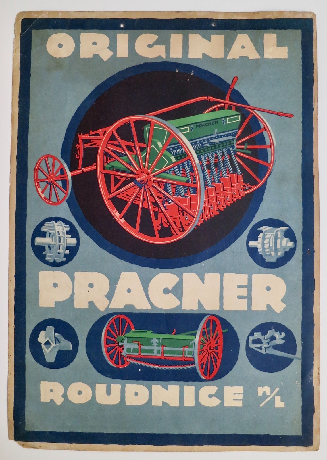 Early 1900s Czech Advertising Poster for Farm Equipment – Pracner Seed Drill