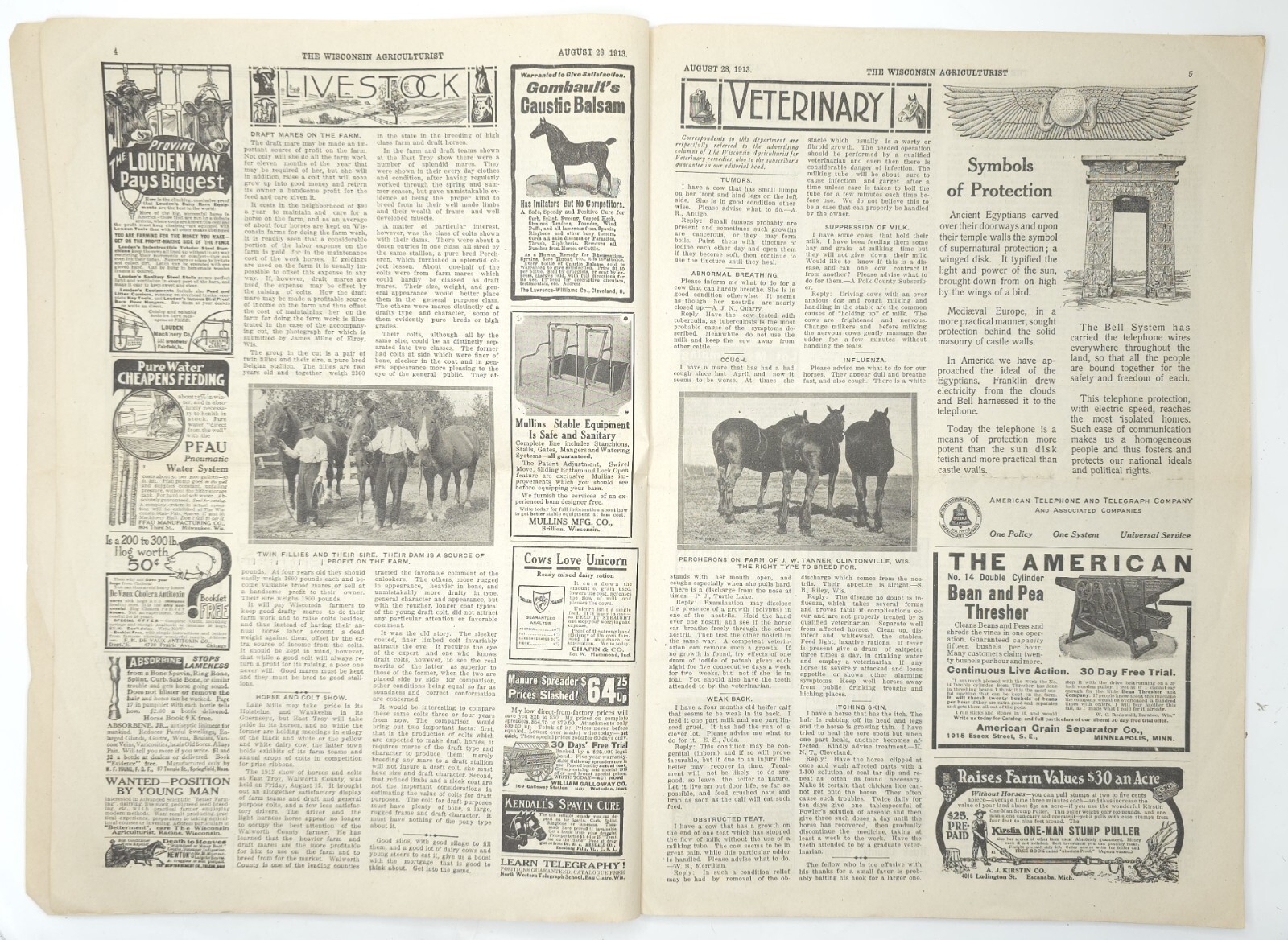 1913 The Wisconsin Agriculturist Farm News Newspaper Livestock Overland Motors