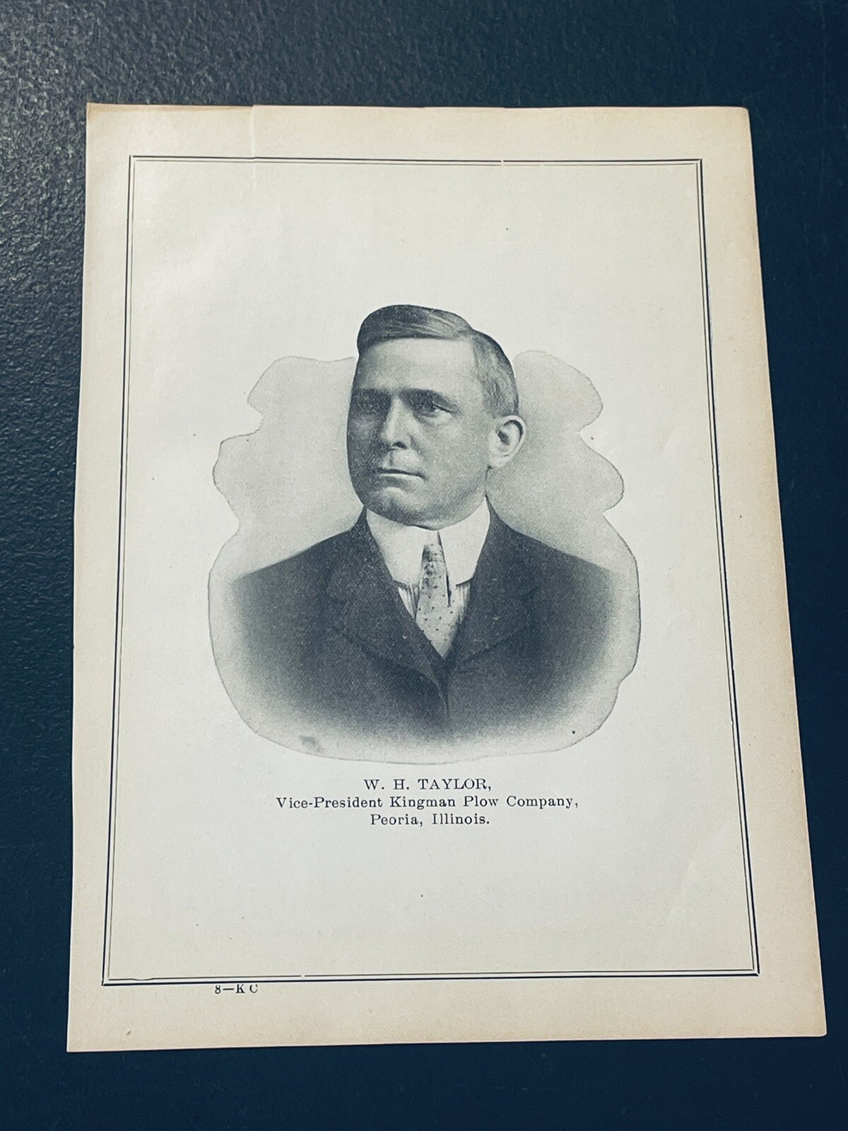 ORIGINAL 1907 W.H. Taylor Portrait – VP – Kingman Plow Co. – Peoria, Illinois