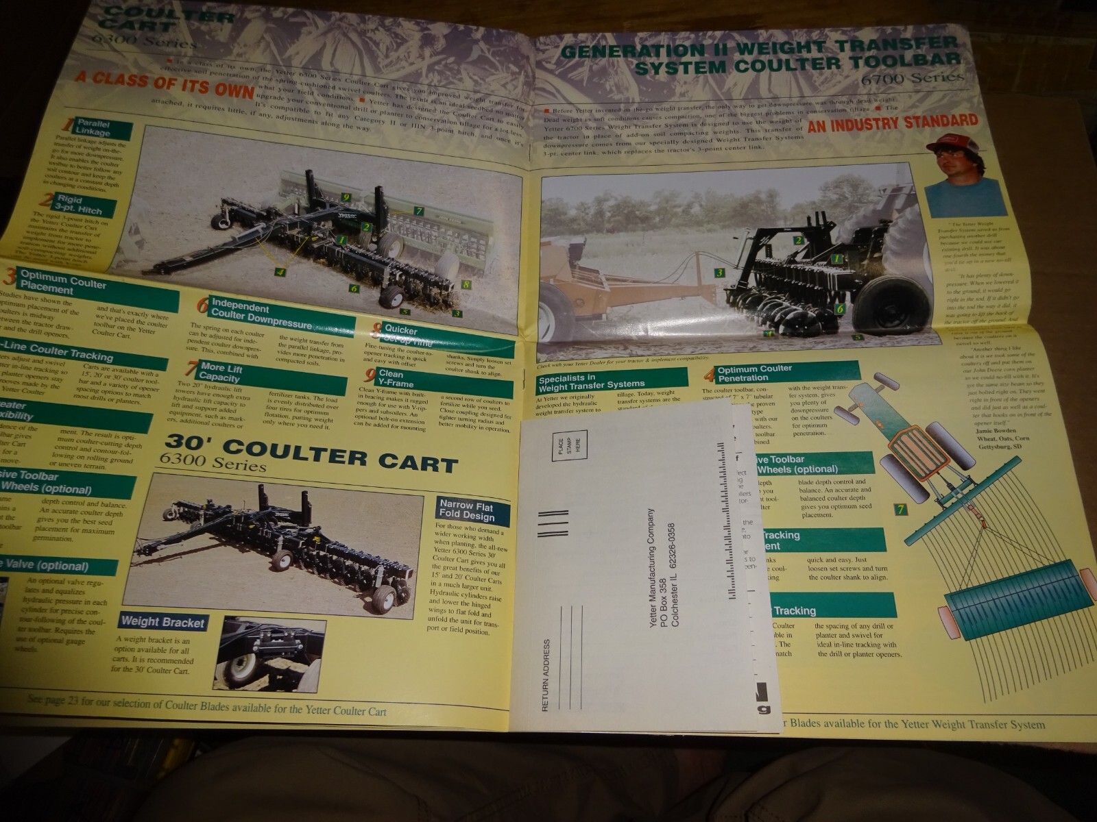1994 vintage Yetter Farm Equipment Product Catalog publication Brochure