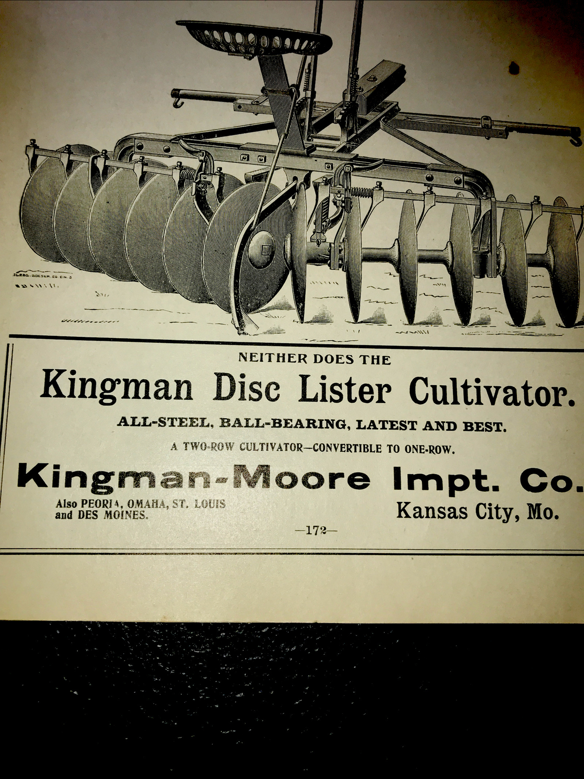 1898 Kingman Moore Farm Advertising – Kansas City – Missouri