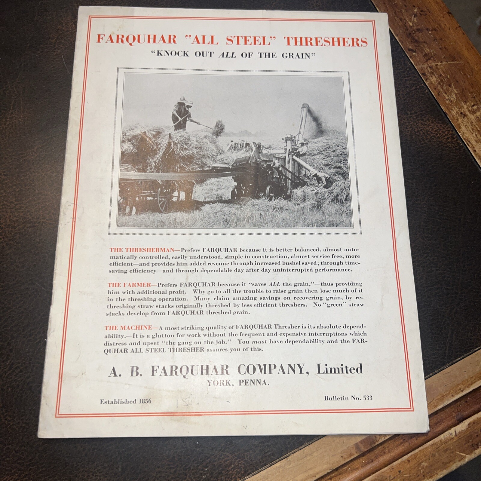 Rare Farquhar Machinery Brochure York, PA All Steel Threshers