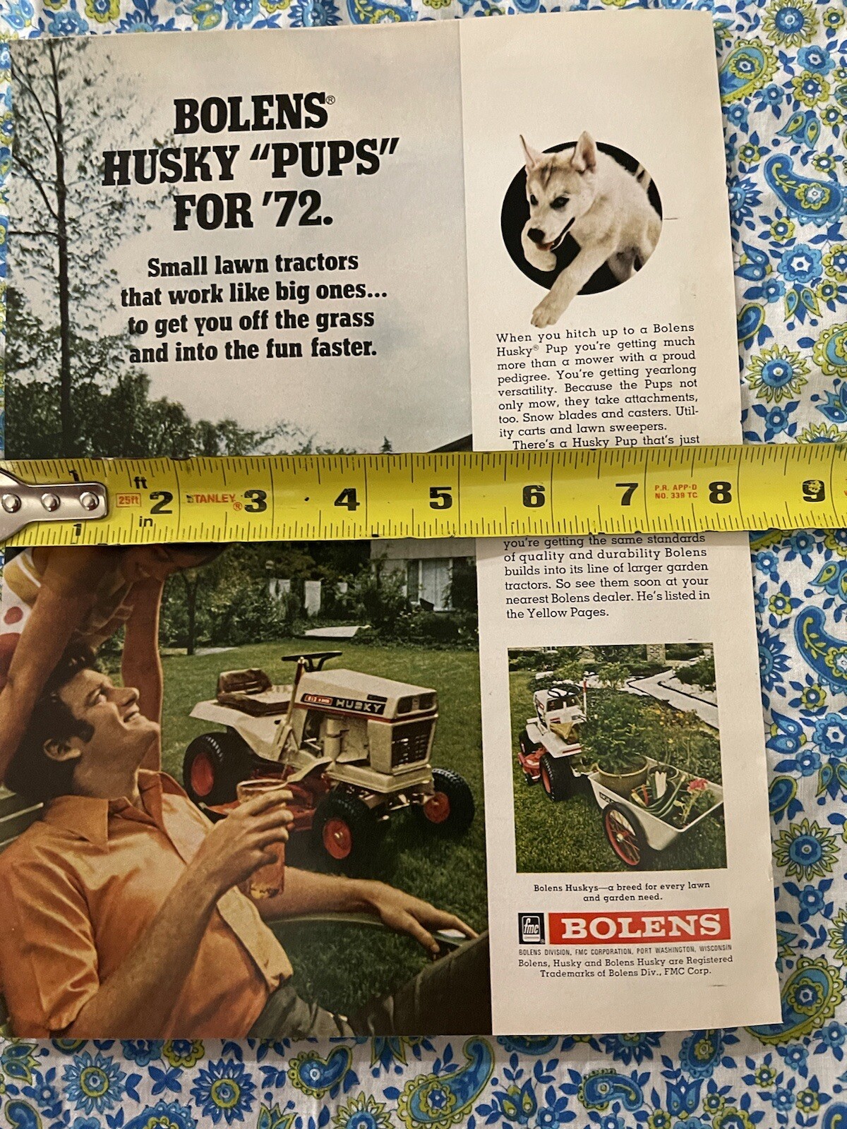 Vintage 1972 Bolens Husky Pups Lawn Garden Tractor Print Ad