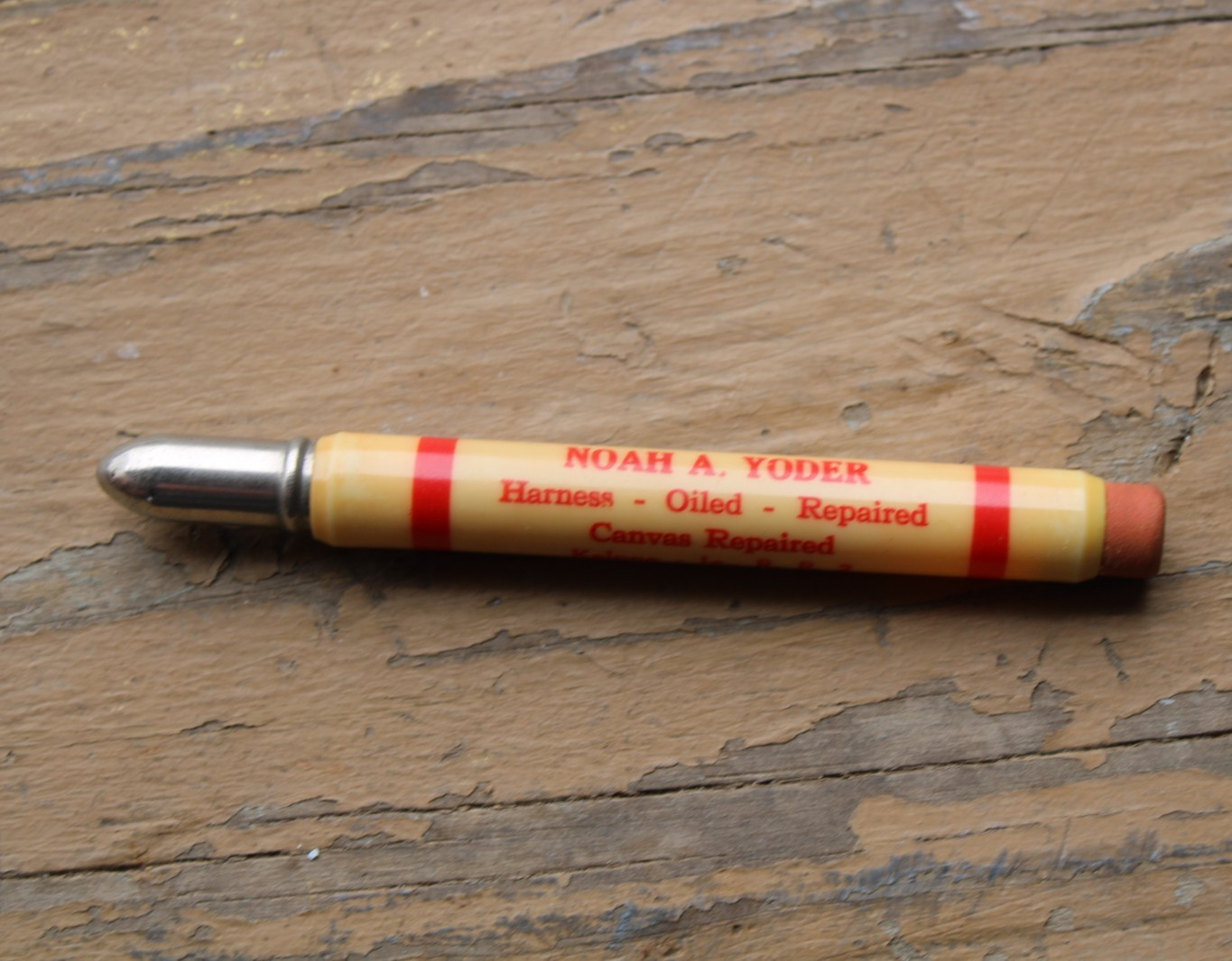 COVER WAGON GRAPHIC 1950s NOAH YODER HARNESS REPAIR Old Kalona IA Bullet Pencil