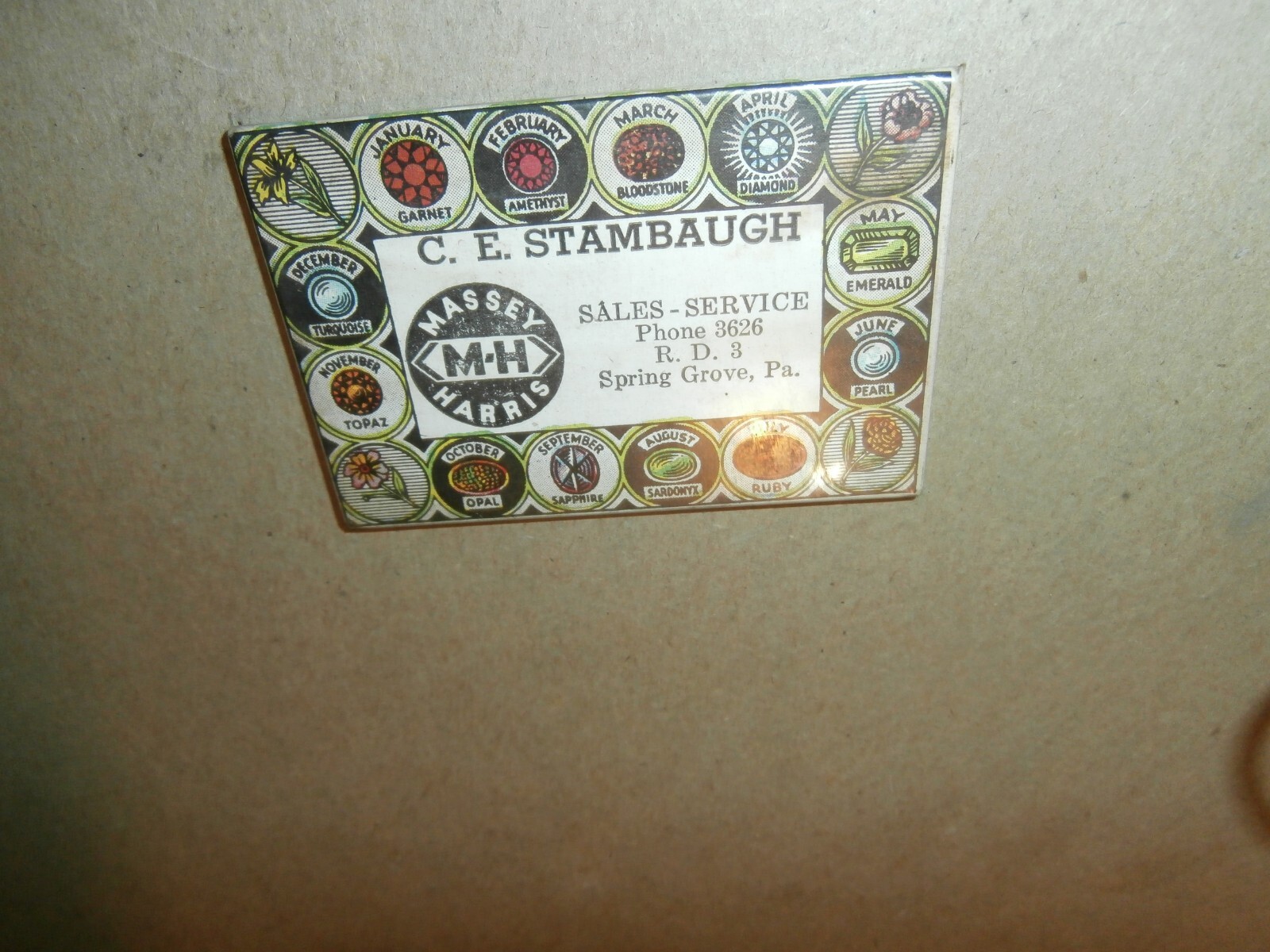 Vtg Massey Harris Tractor Sales Advertising Mirror C E Stambaugh Spring Grove PA