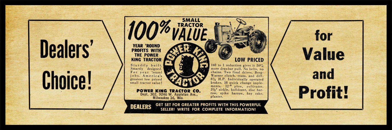 1956 Power King Tractors – Dealer&rsquo;s Choice! NEW Metal Sign 6&Prime;x18&Prime; Free Shipping
