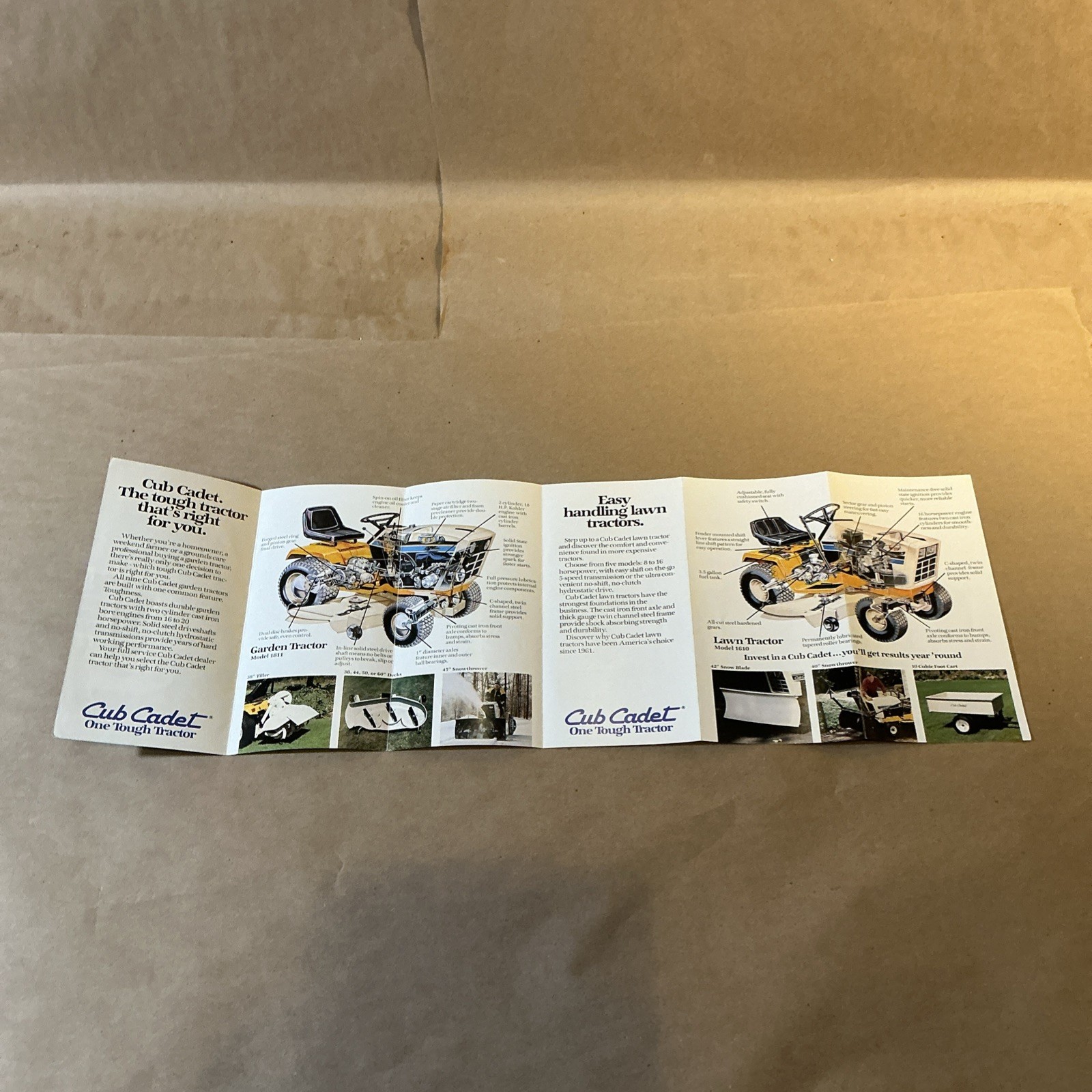 Vintage Original Cub Cadet Garden And Lawn Tractors Brochure As Is INV-P1138