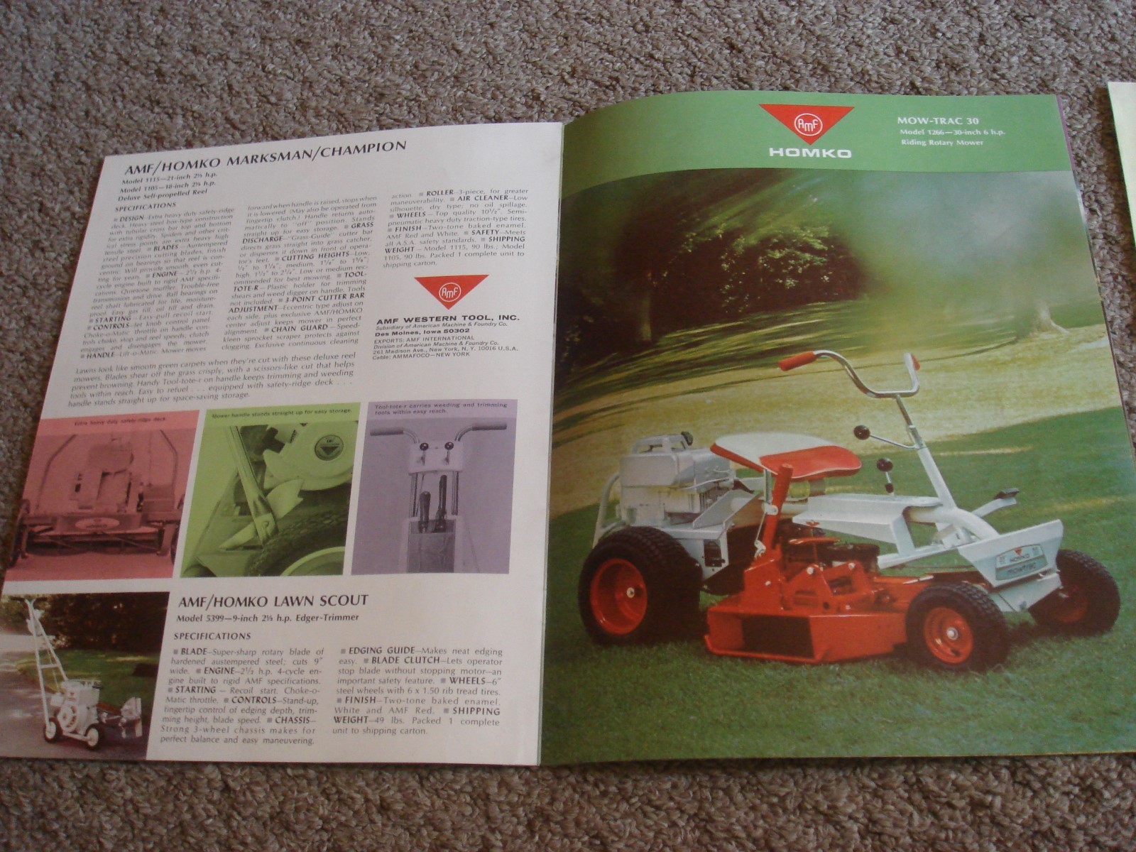 VINTAGE HOMKO 1962-1963 LAWN MOWER TRACTOR TILLER DEALER SALES BROCHURE LOT #1