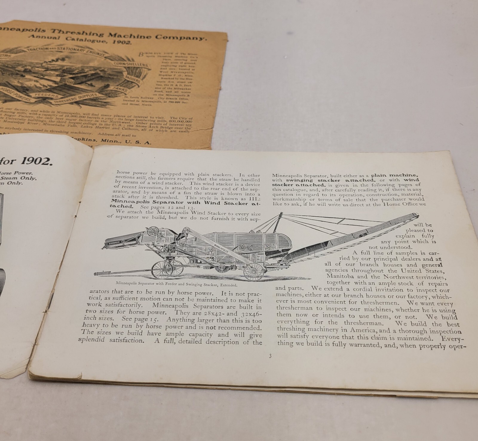 Minneapolis Threshing Machine Co. 1902 Catalog Brochure Minnesota Genuine