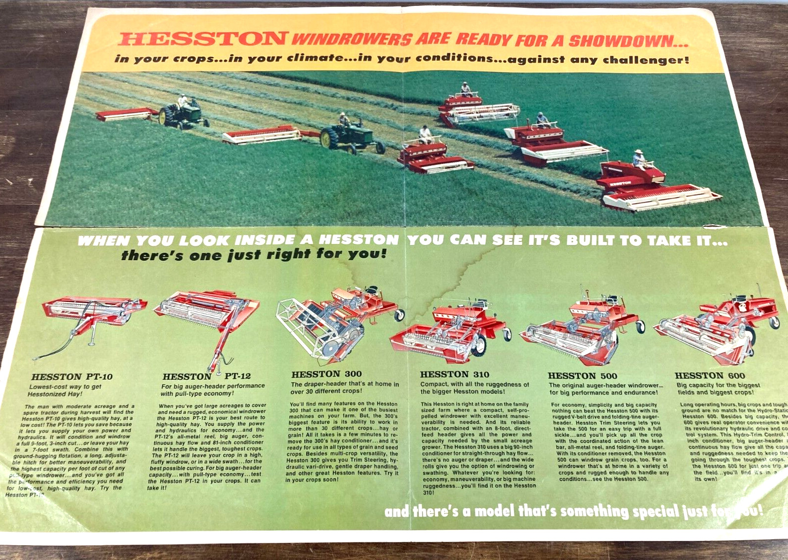 Hesston Showdown Sweepstakes 1968 Dealer Mailer Foldout Poster Ad Sales Brochure