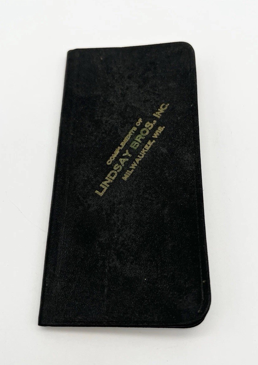 Vintage 1954 Lindsay Bros. Inc. Farm Advertising Pocket Notebook Milwaukee WI