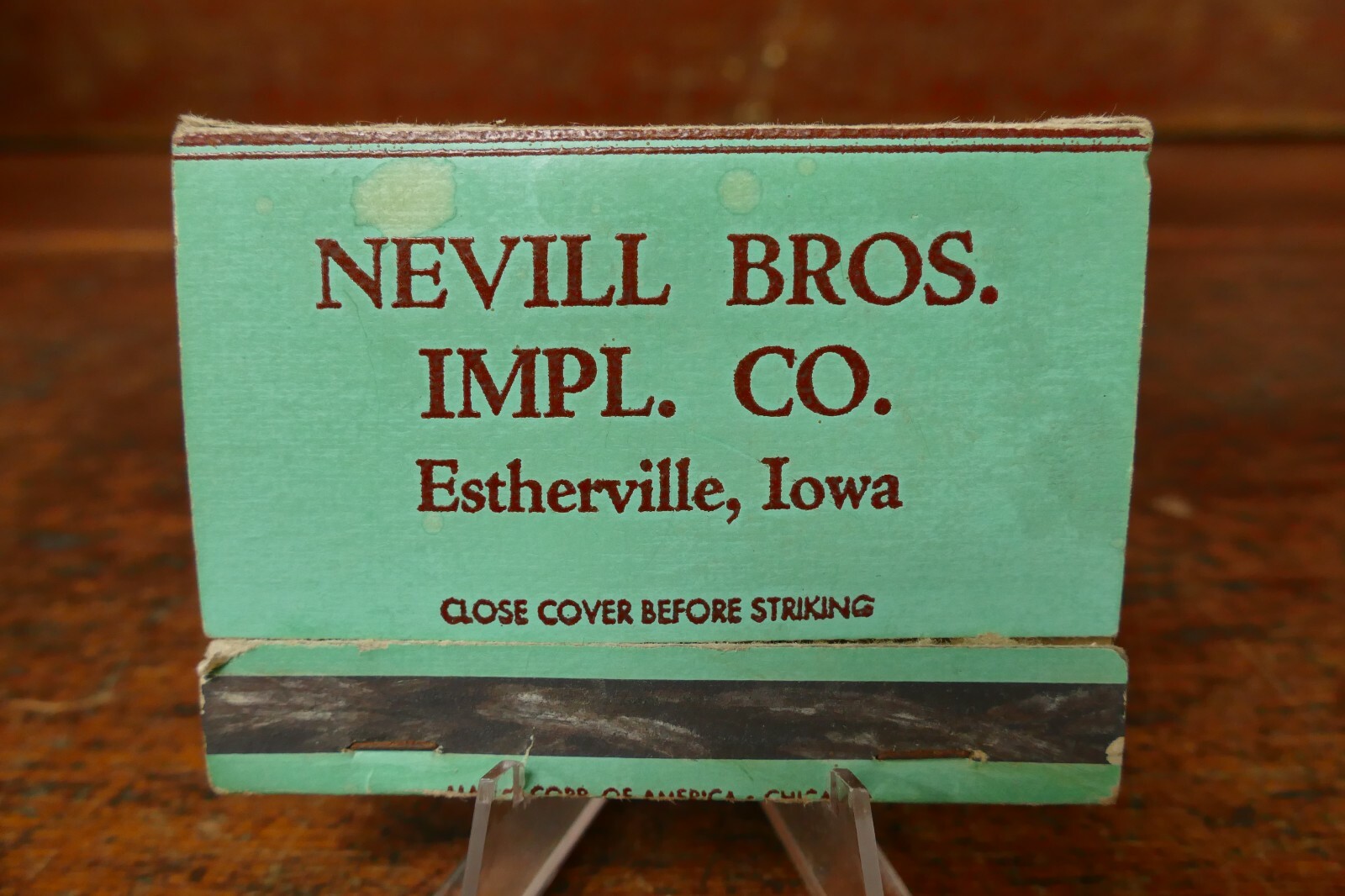 Vintage 1940s Nevill Bros. Implement Co Estherville, Iowa Advertising Matchbook