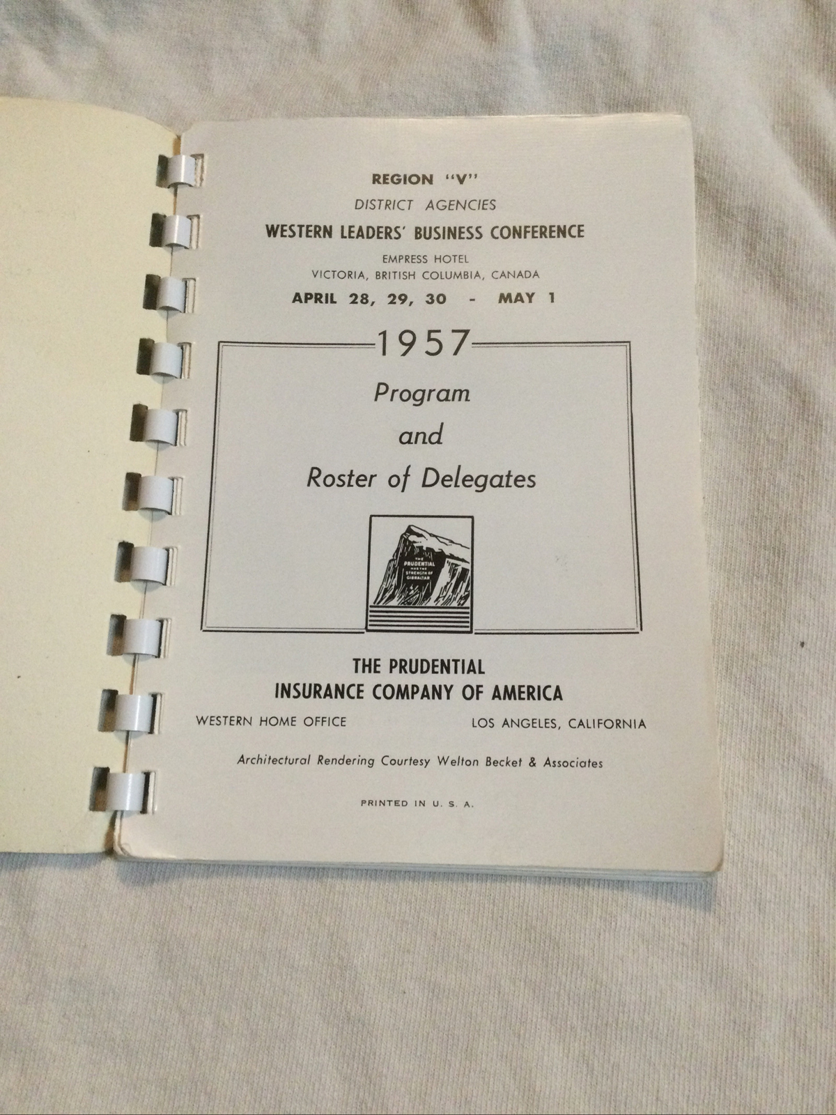 Prudential insurance company￼ 1957 Conference Program Booklet Fantastic! Rare!