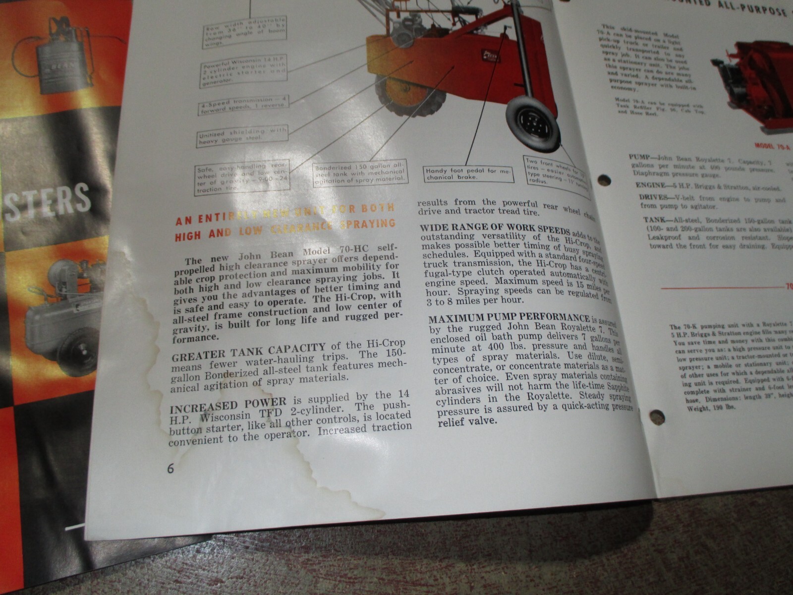 LOT OF 5 JOHN BEAN SALES BROCHURES cleaners, sprayers, dusters, applicators
