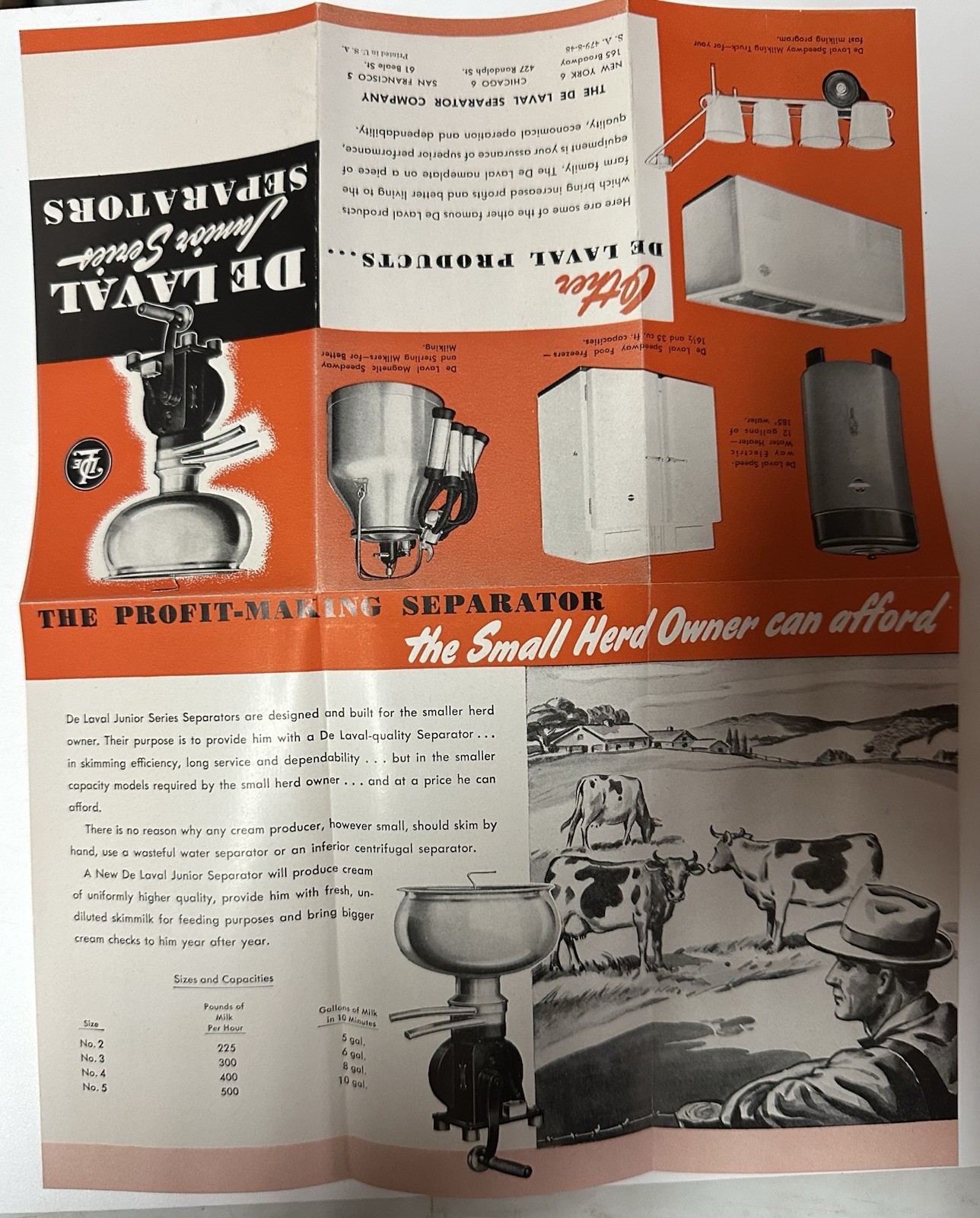 1950&rsquo;s De Laval Junior Series Cream Separators pamphlet (22A)