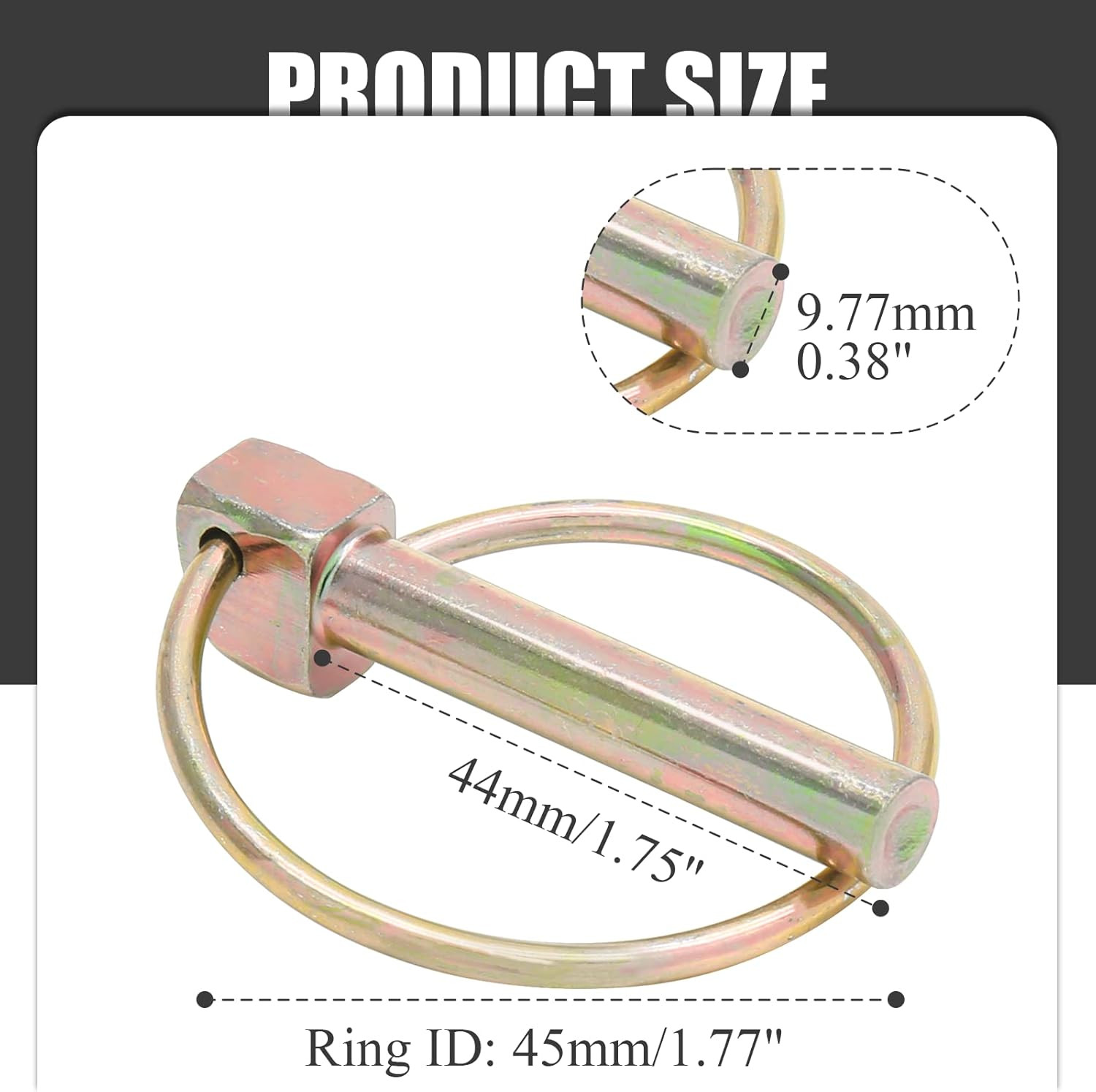 6Pcs 3/8 Inch Heavy Duty Lynch Pin with Ring, Round Linch Pins Assortment Kit Lo