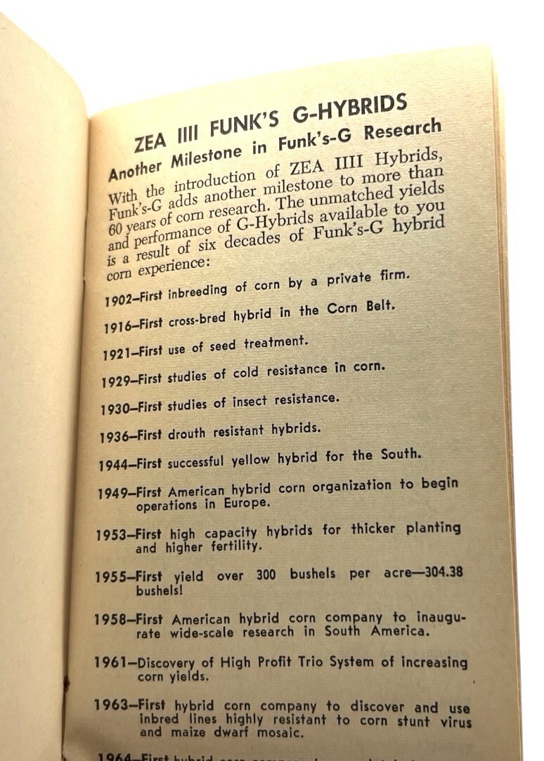 Funks Hybrid Corn Data Notebook 28th Edition 1966 New ZIA IIII Info Booklet